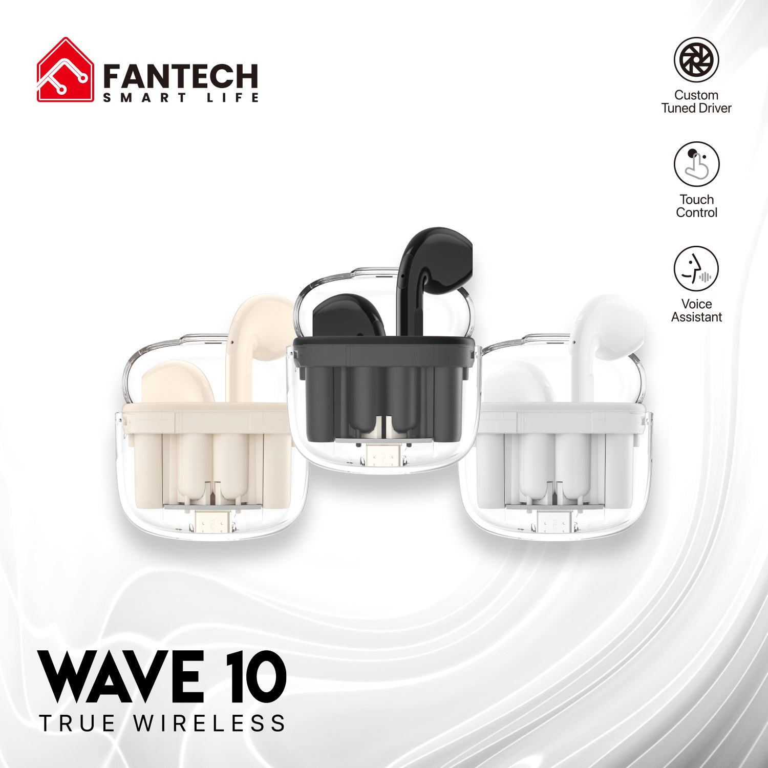 Fantech TWS Bluetooth Wireless Wave 10 TW10 Built - in Microphone Audio 15 JOD