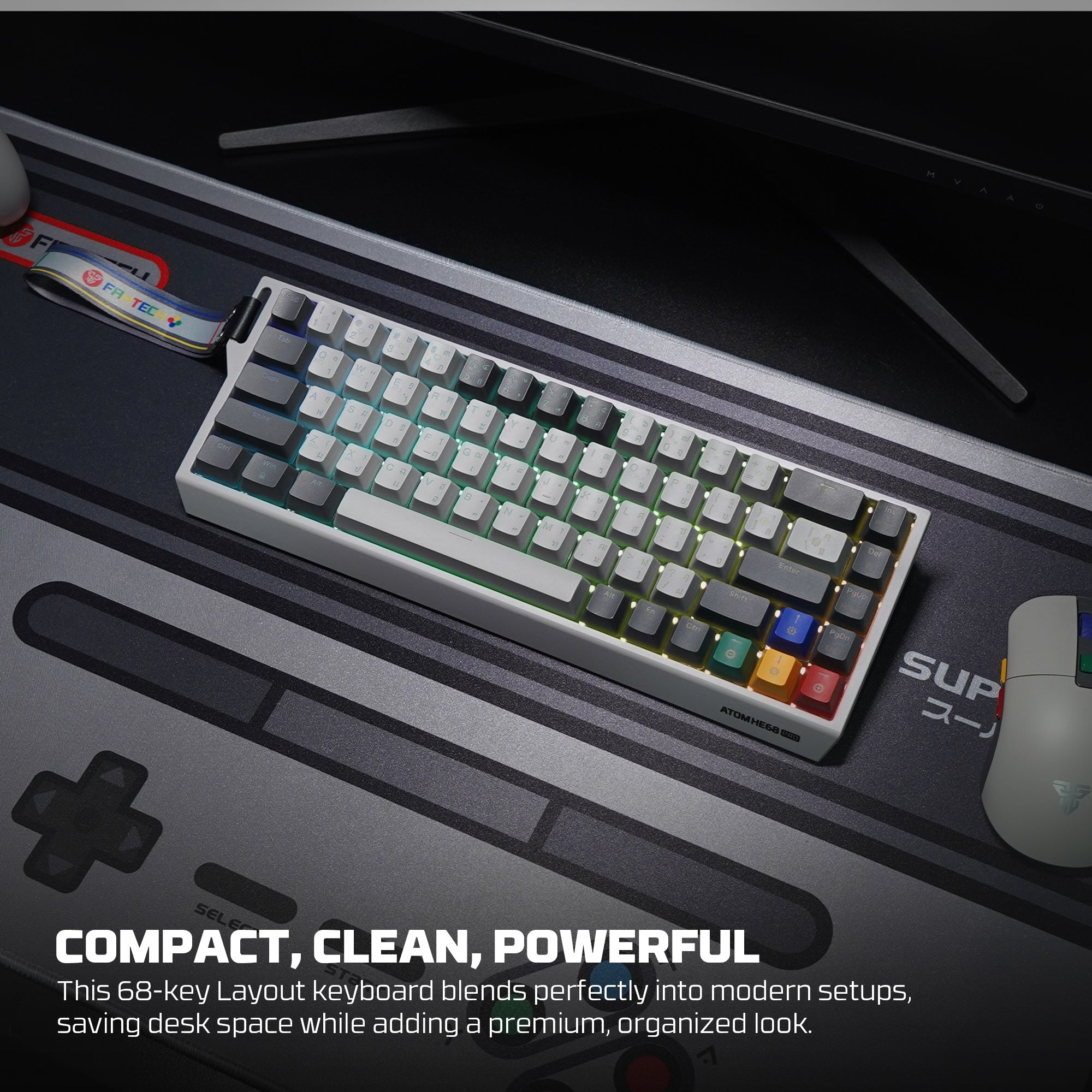 Fantech Keyboard ATOM HE68 MK922 MAGNETIC SWITCH 8000 HZ  – GRAY