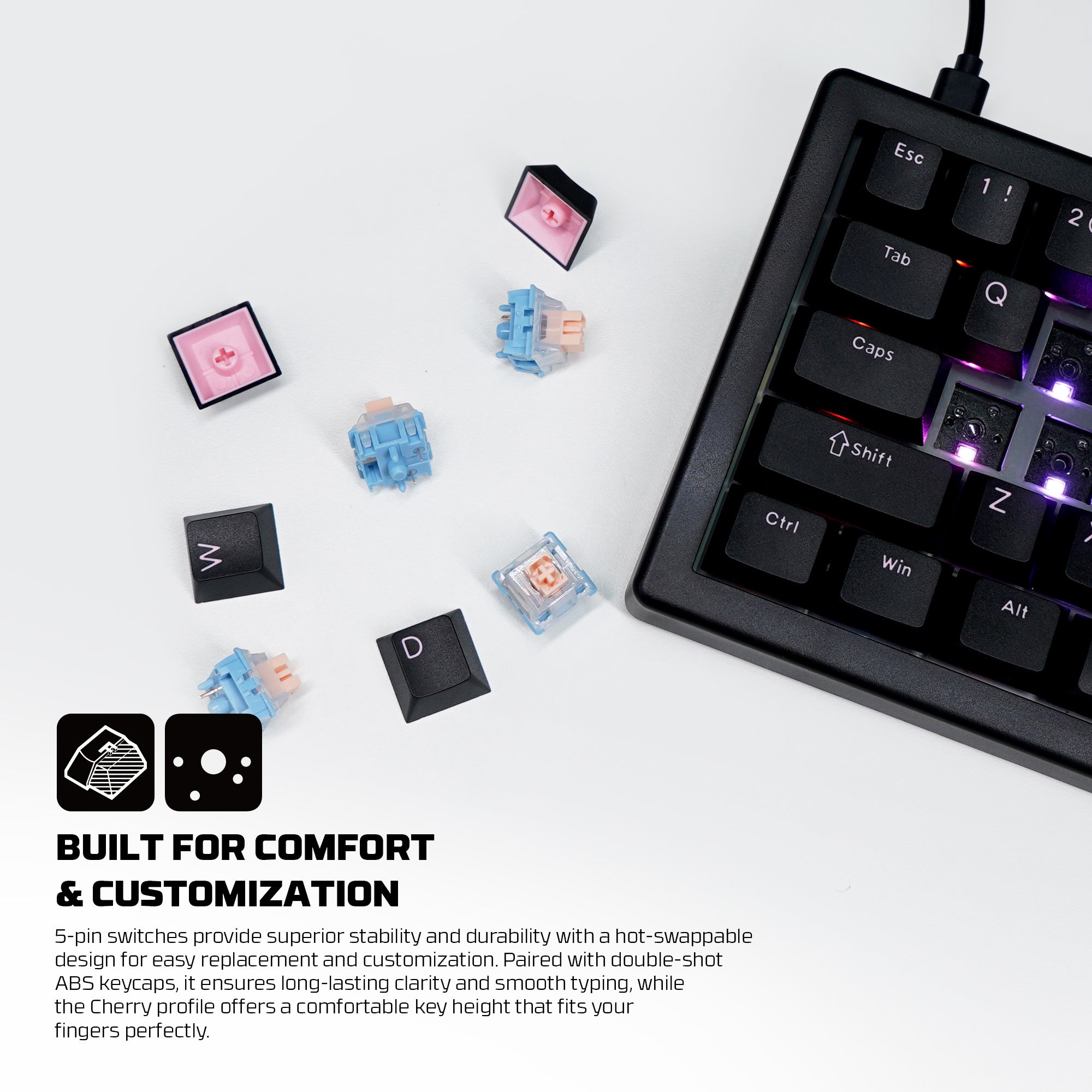 Fantech ATOM X66 MK614 Mechanical Keyboard  - white