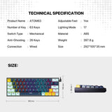 Fantech MK874 V2 Atom 63 Hot swappable Mechanical Keyboard Navy Blue
