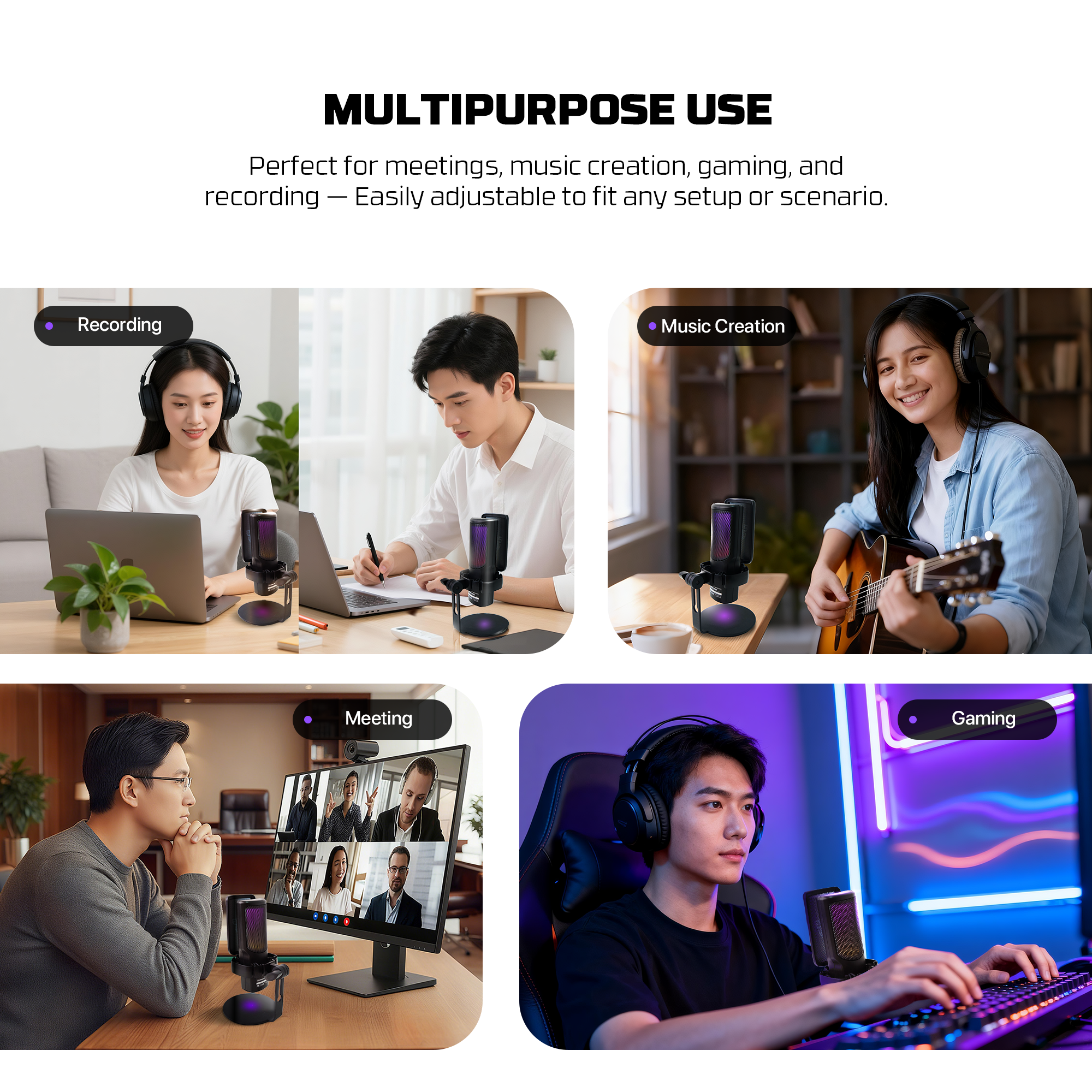 FANTECH WMCX01 LEVIOSA WAVE DUAL-MODE Wireless Condenser Microphone ,White