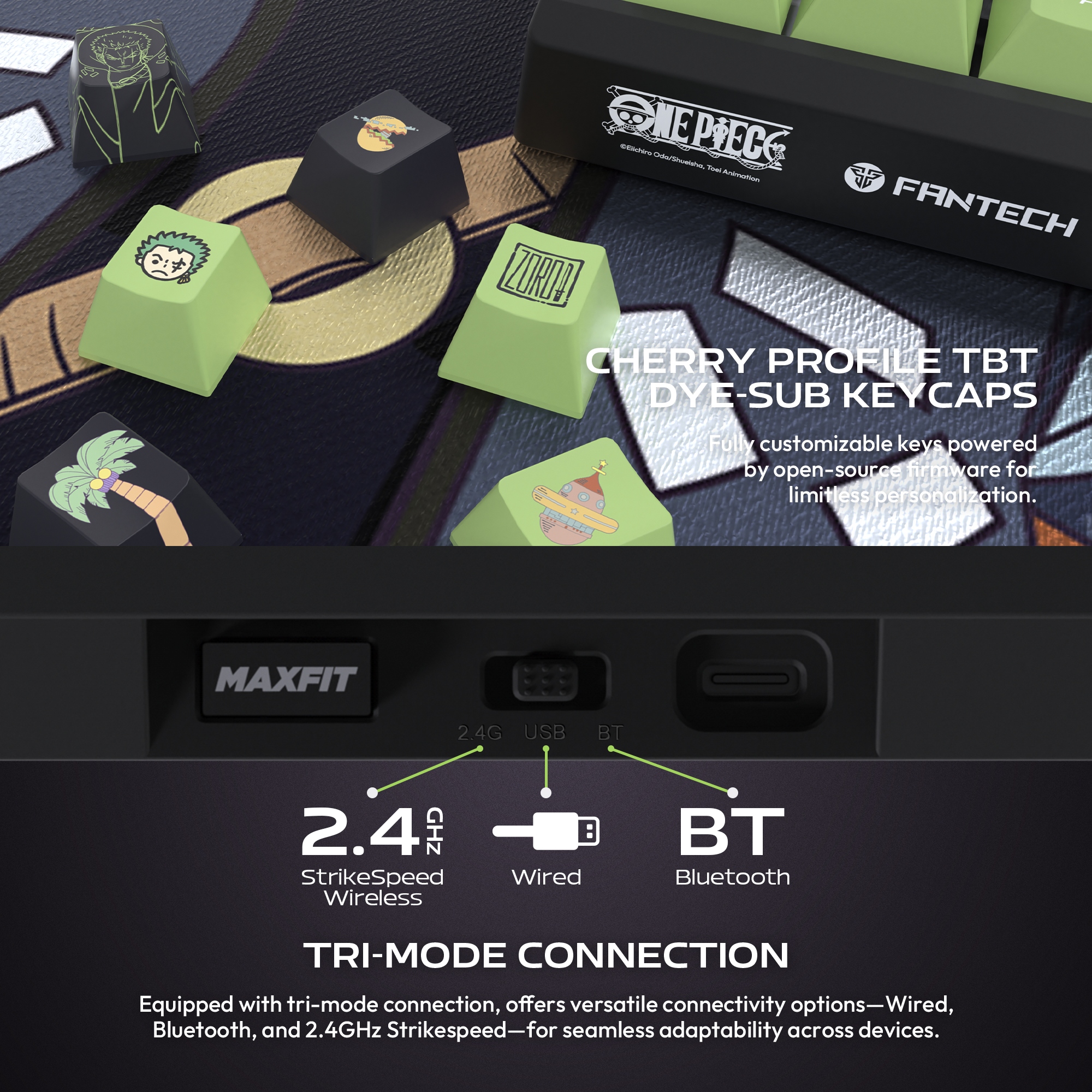 لوحة مفاتيح ميكانيكية Fantech MK921 MAXFIT8 QMK باللون الوردي