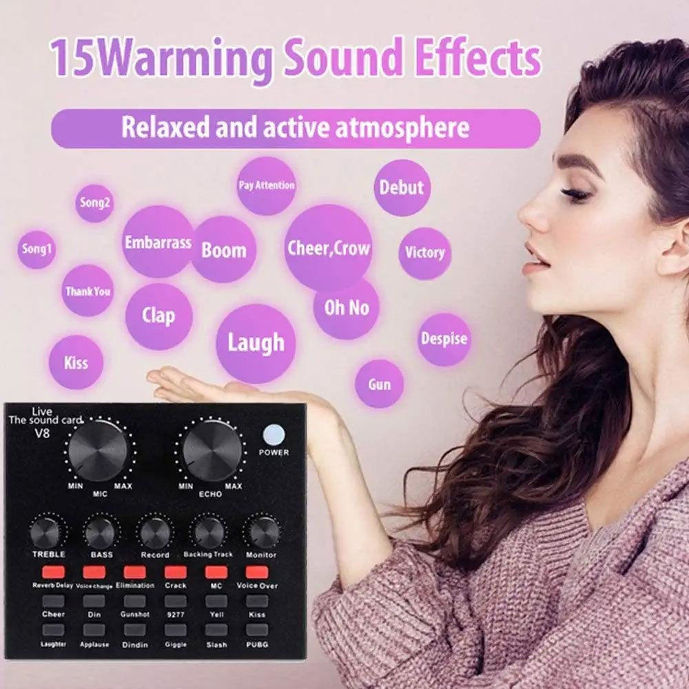 BM 800 Professional Condenser Microphone with V8 Soundcard Streaming