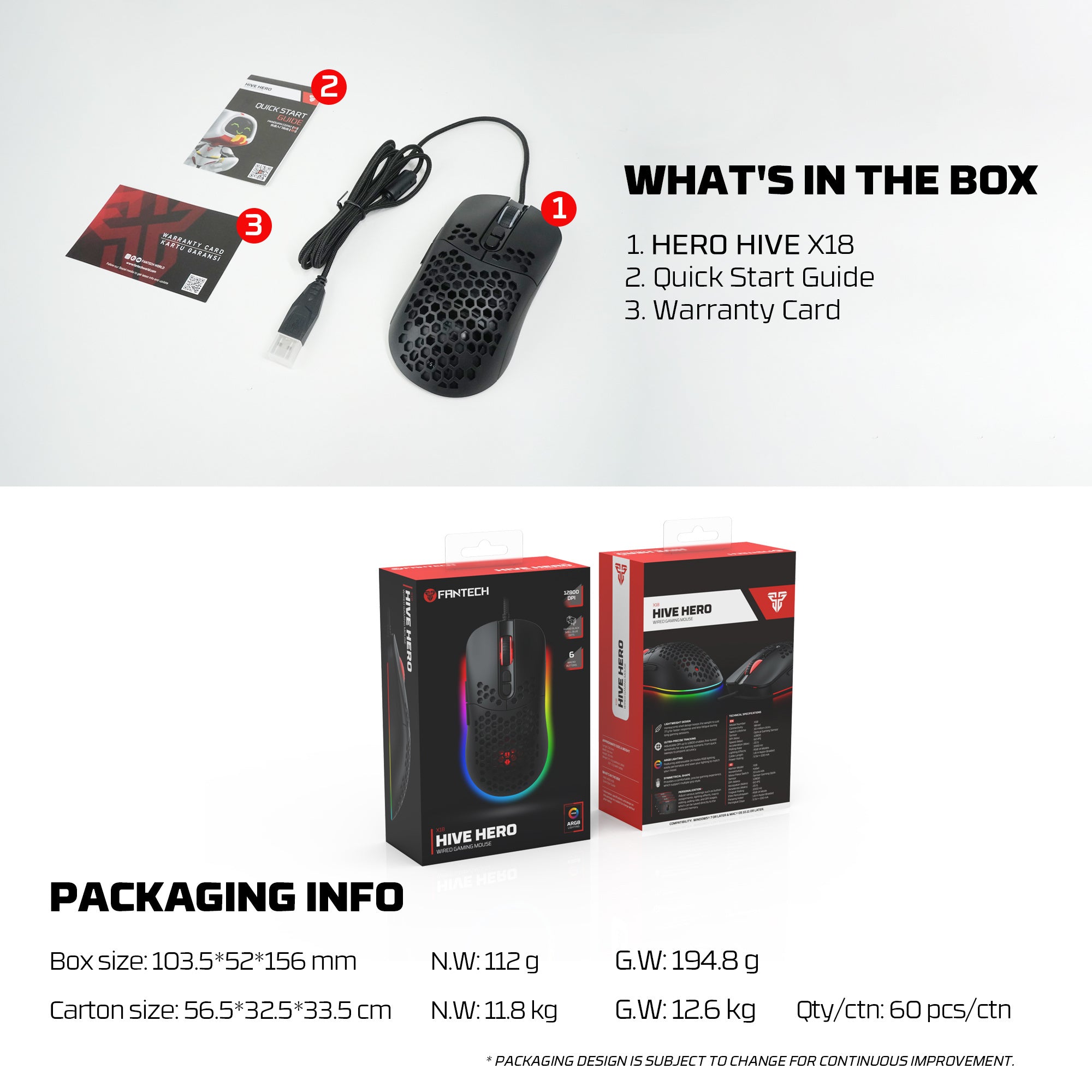 Fantech HERO X18 Gaming Mouse RGB White