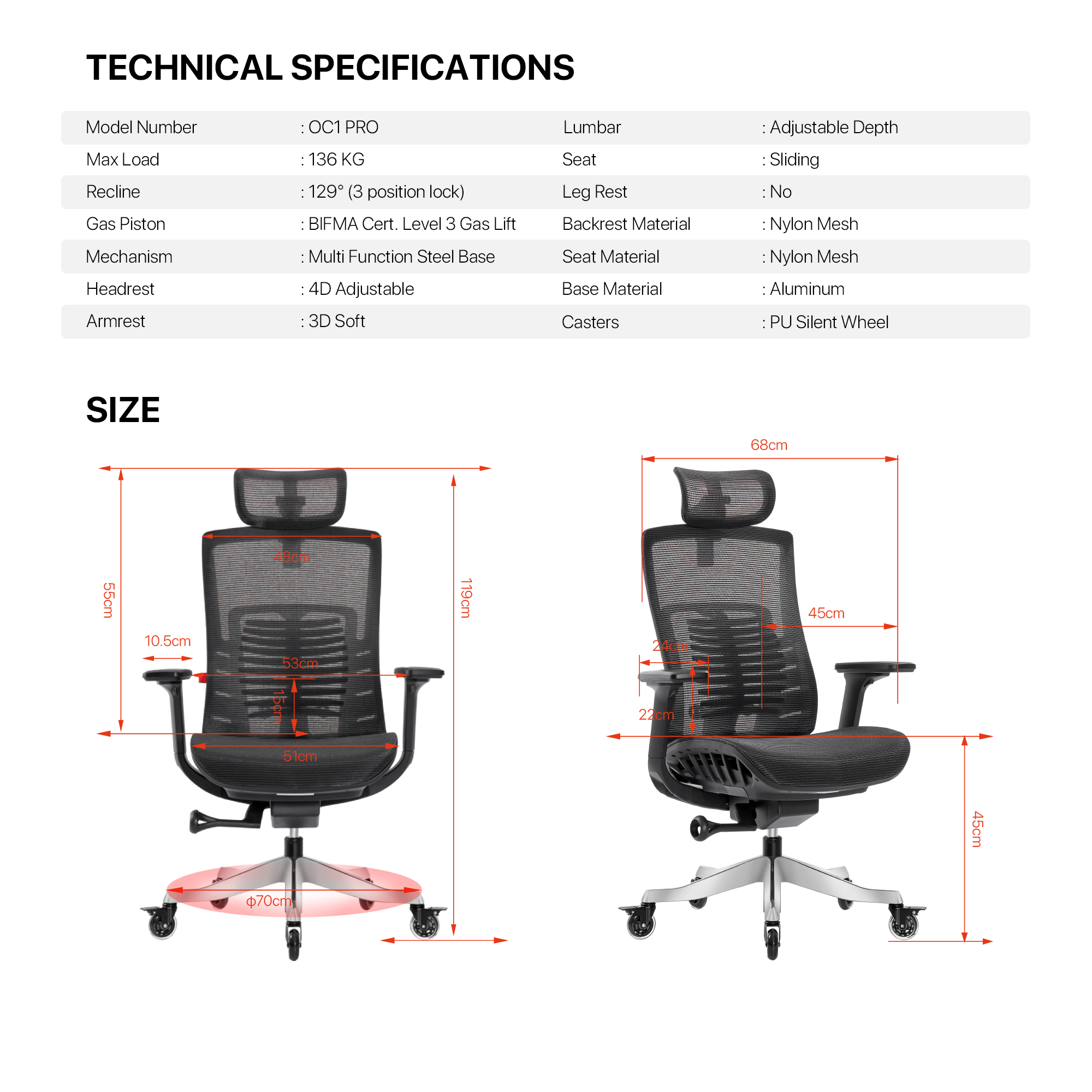 FANTECH OC1 PRO Ergonomic Office Chair White FANTECH OC1 PRO Ergonomic Office Chair White