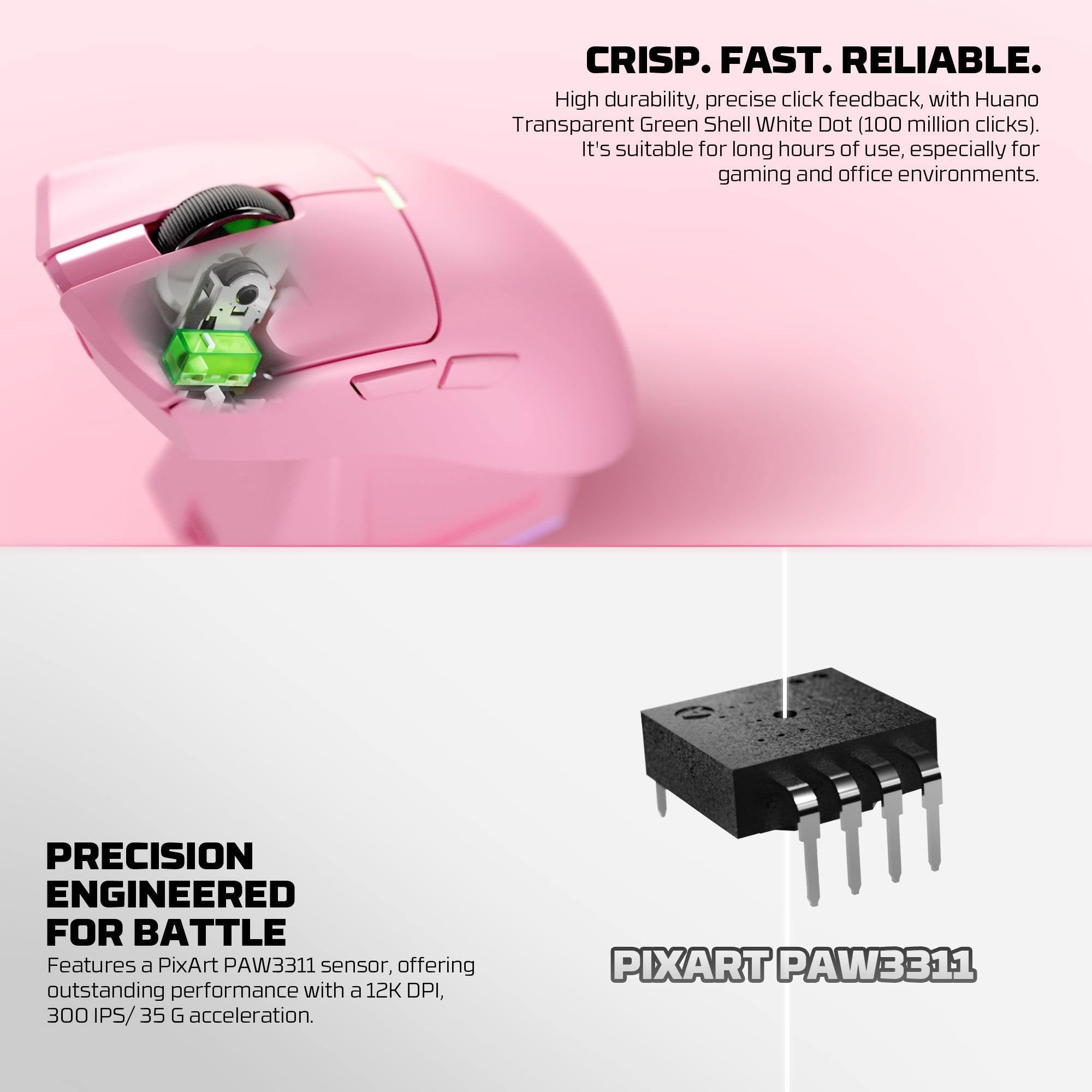 FANTECH TANTOE WG13E Wireless Mouse Three-mode switching and Magnetic Rechargeable Dock PixArt PAW3311 Up to 45 hours Macro Mic - Pink FANTECH TANTOE WG13E Wireless Mouse Three-mode switching and Magnetic Rechargeable Dock PixArt PAW3311 Up to 45 hours Macro Mic - Pink