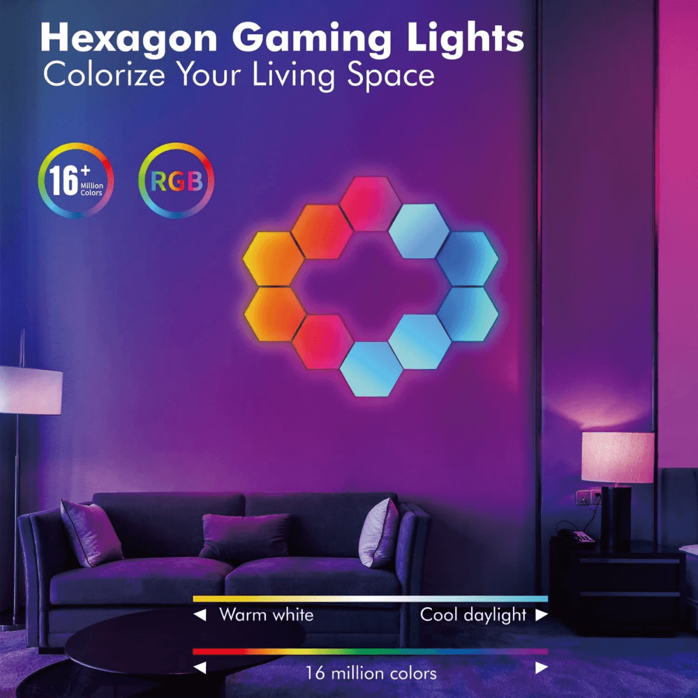 Color RGB Bluetooth LED Hexagon Light Wall With APP + Remote Control Lightning