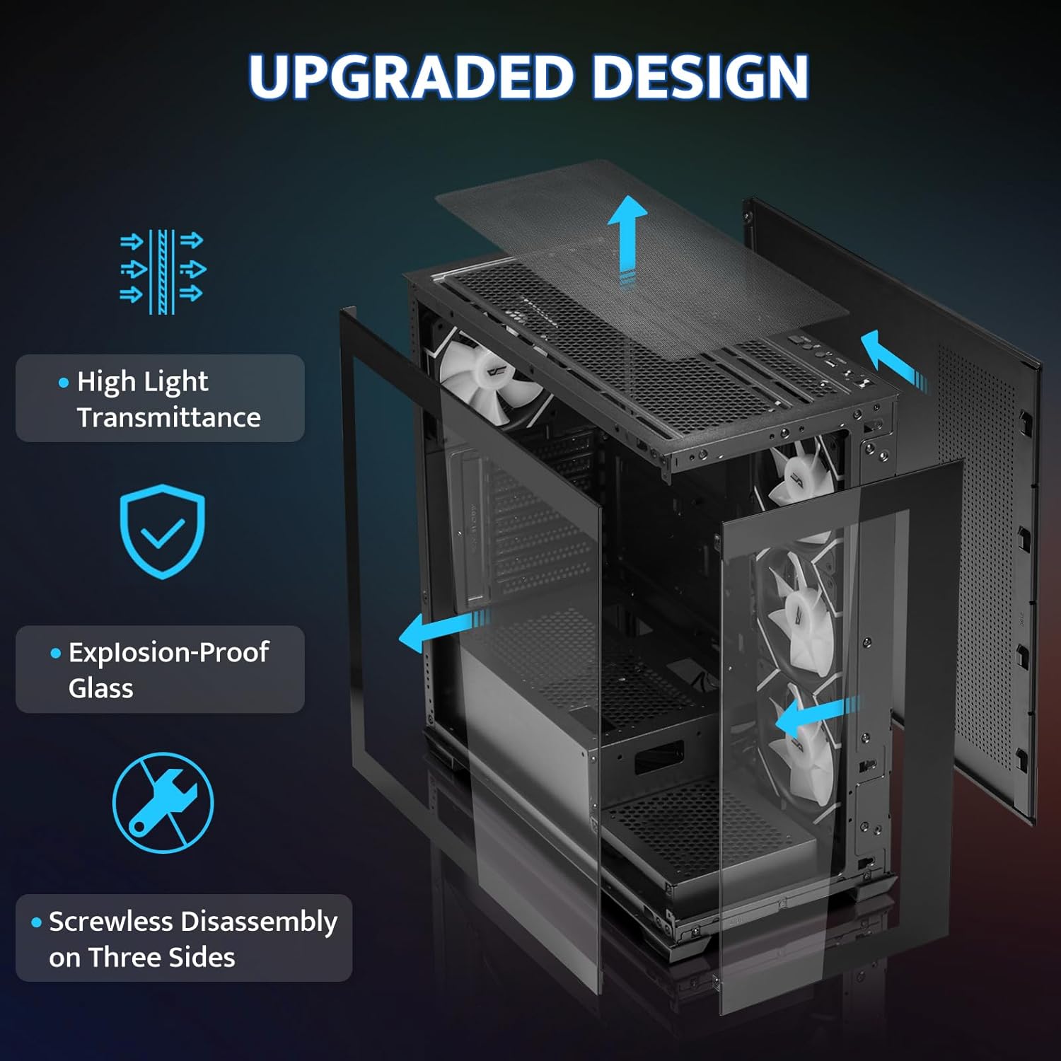 DarkFlash (DS900) ATX Mid Tower PC Case 6fan ARGB Tower Case & Monitor