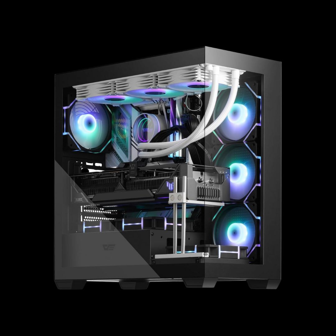 DarkFlash (DS900) ATX Mid Tower PC Case 6fan ARGB Tower Case & Monitor