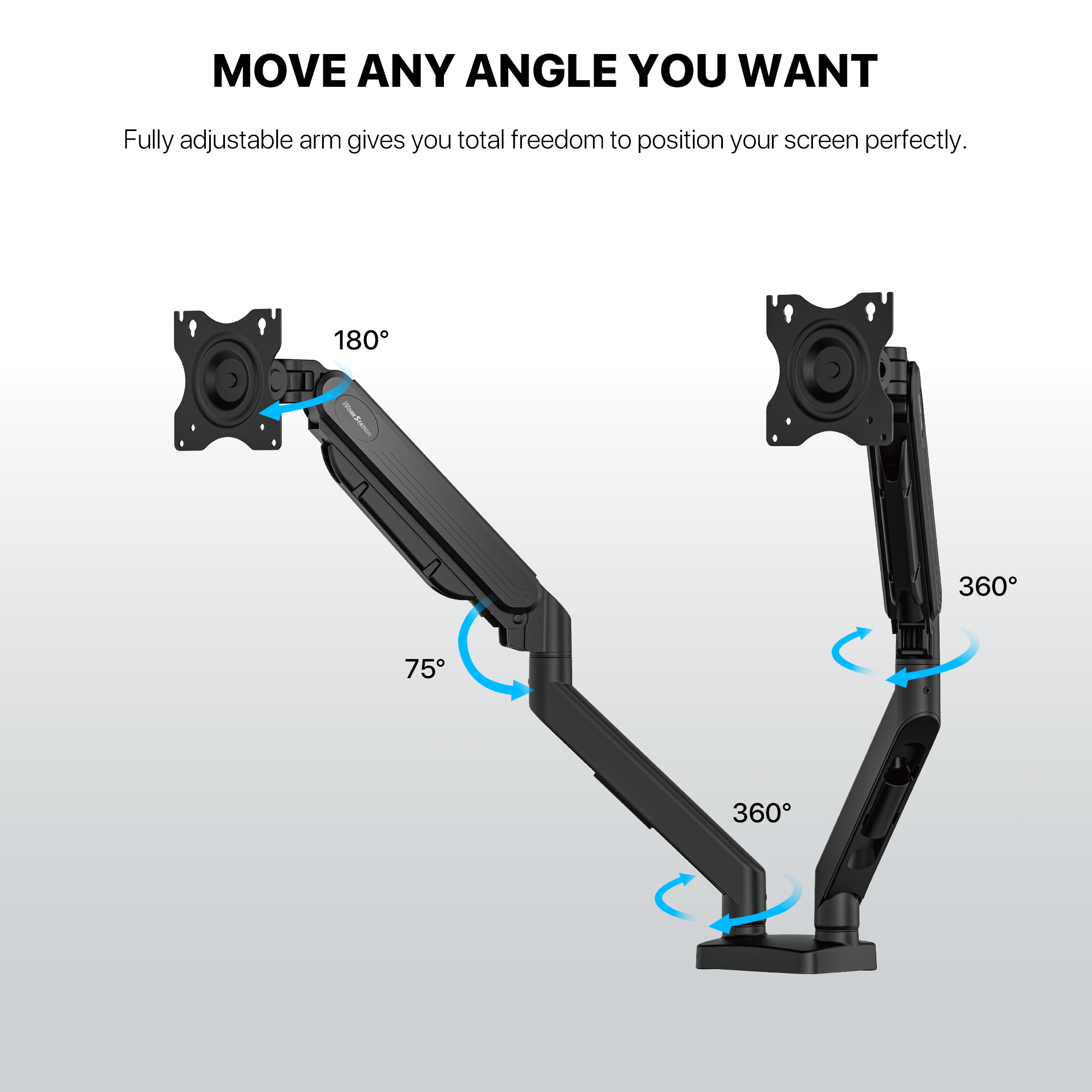 Fantech Workstation MBD1 Dual-Arm Monitor Mount, 90 Degree for 13" to 32" Screen Adjustable Spring Dual Monitor Arm Bracket for Desk