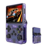 R36S Handheld Game Console, 3.5 inch IPS Screen Retro Gaming Console 64G Card with 15000+Classic Games, Open Source Linux Portable Video Player (PURPLE)