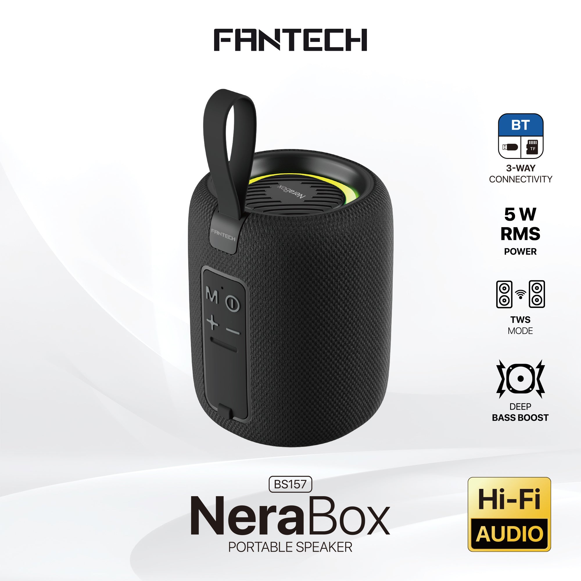 FANTECH(BS157)-NeraBox 5W RMS PORTABLE SPEAKER - Black