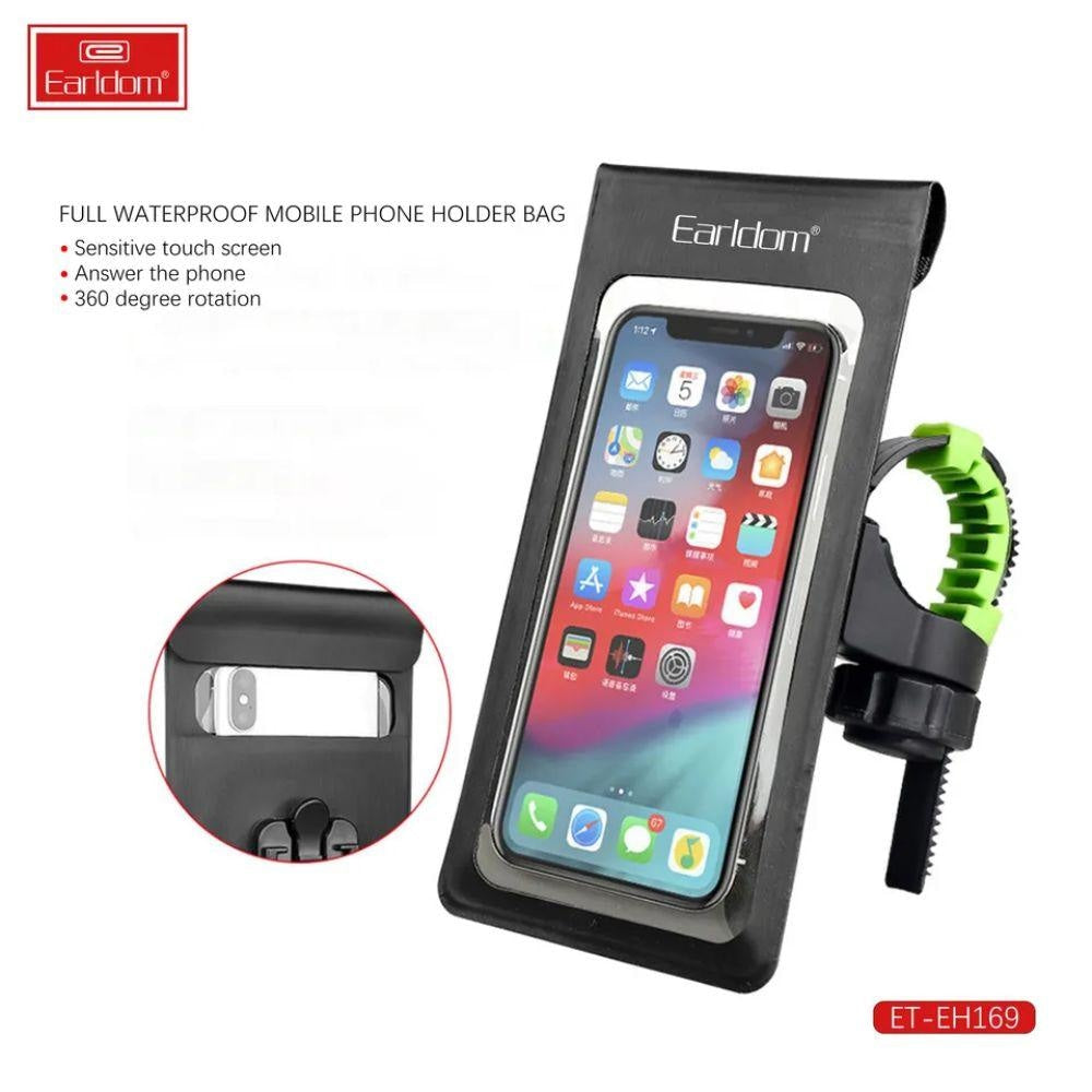 EARLDOM EH169 Bike Handlebar Phone Holder Pouch Bag Waterproof Cables &