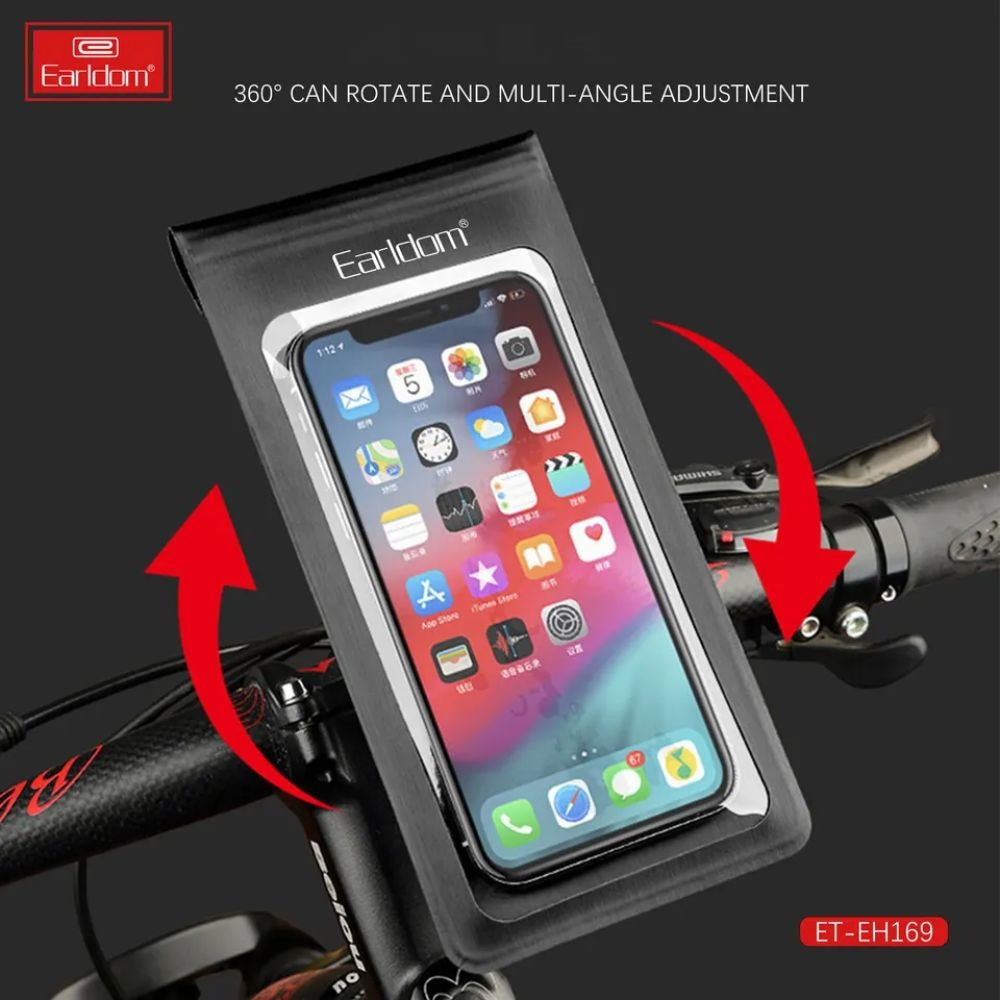 EARLDOM EH169 Bike Handlebar Phone Holder Pouch Bag Waterproof Cables &