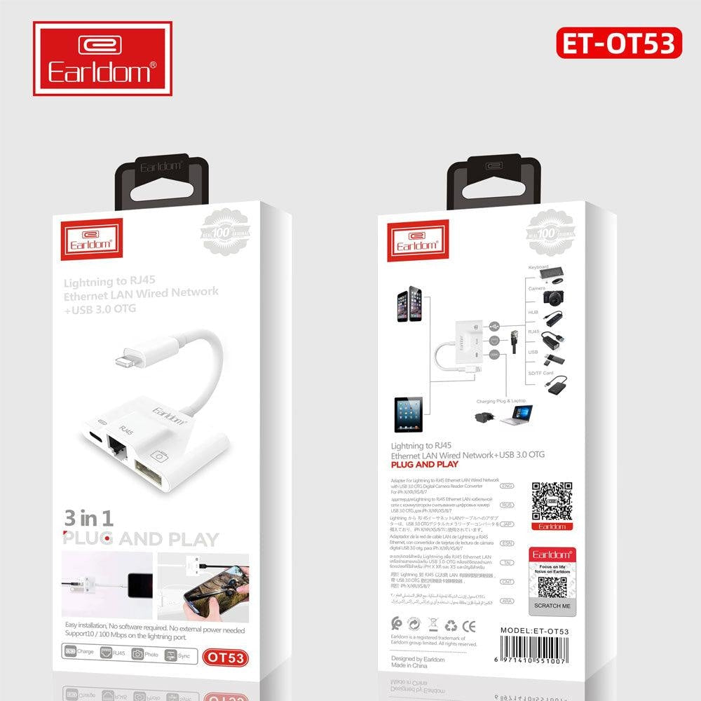 Earldom OT53 Lightning Adapter 3in1 Cables & Chargers 25 JOD
