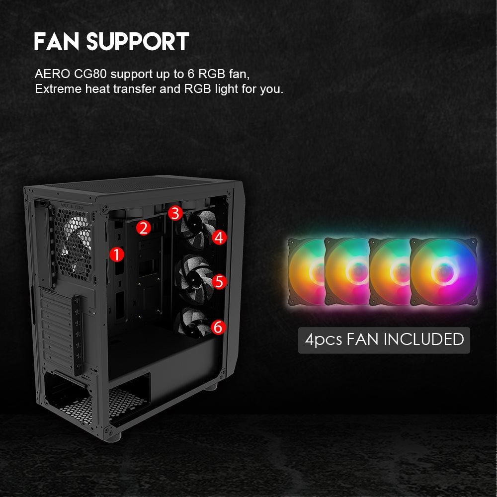 FANTECH AERO CG80 RGB MIDDLE TOWER CASE Tower Case & Monitor 45 JOD