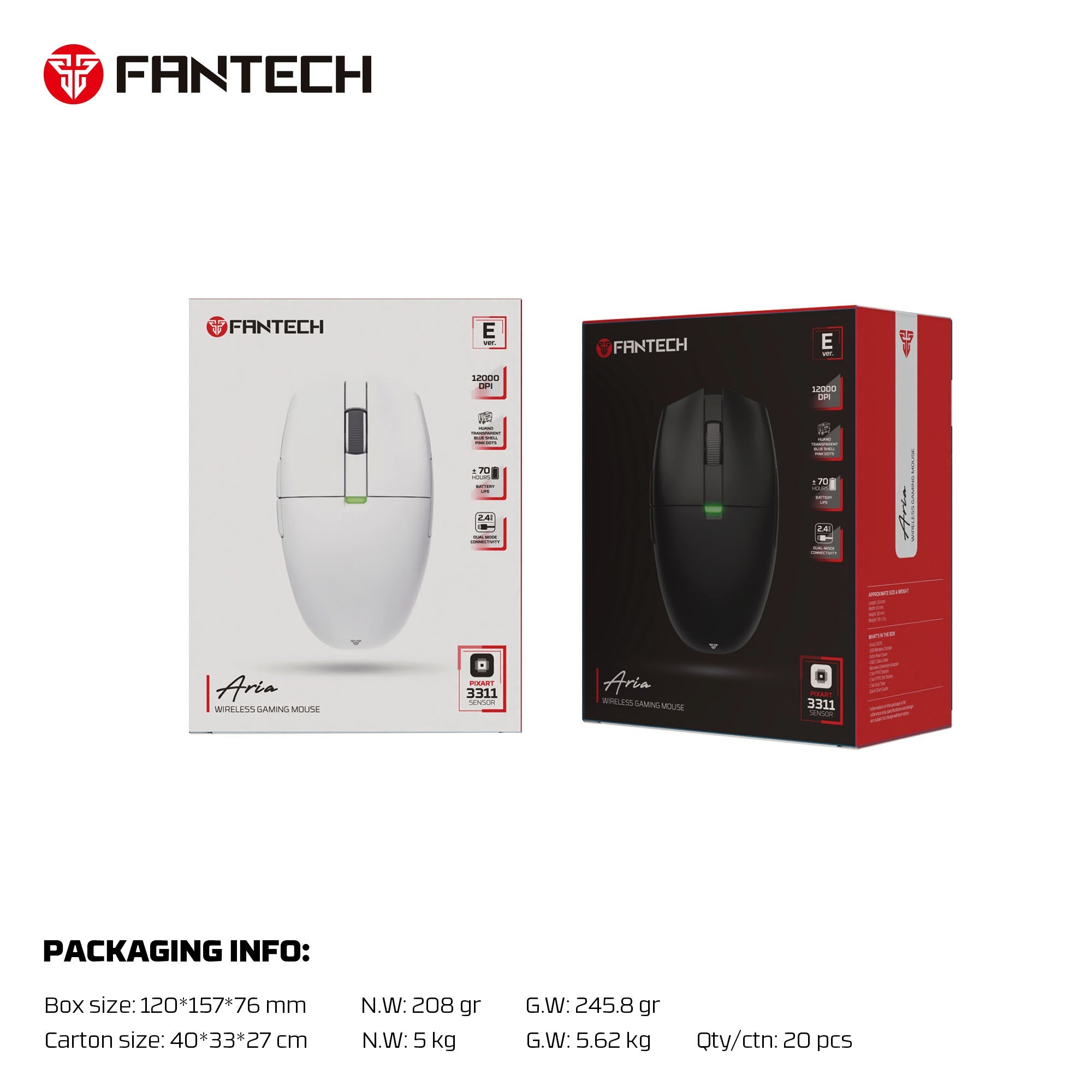 FANTECH ARIA XD7E WIRELESS GAMING MOUSE BLACK Mouse