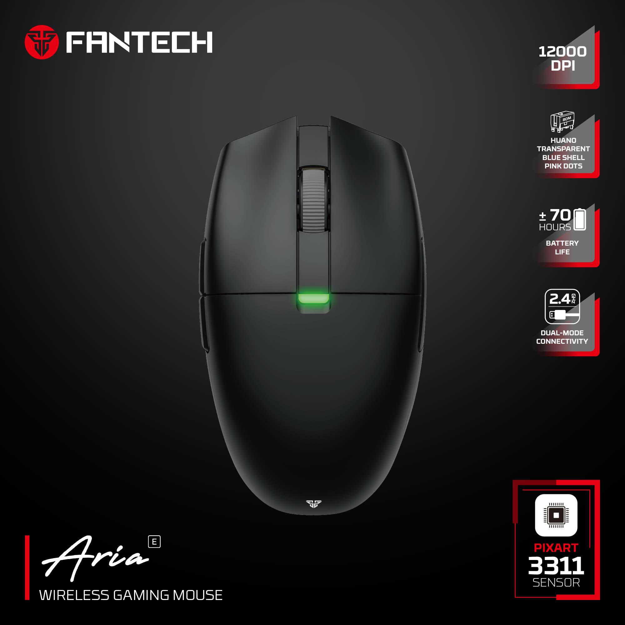 FANTECH ARIA XD7E WIRELESS GAMING MOUSE BLACK Mouse