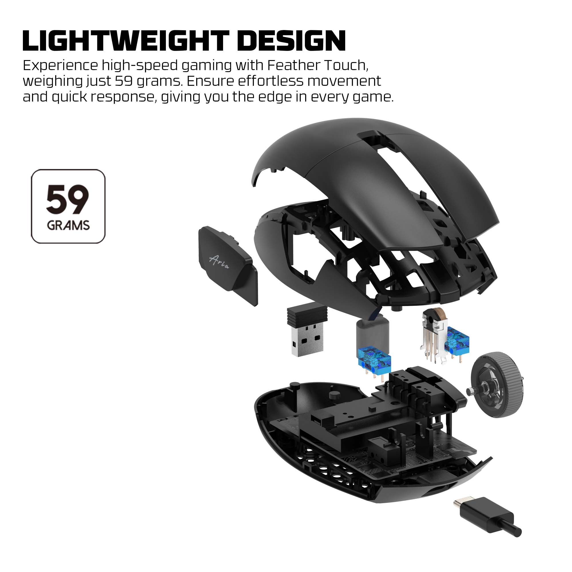 FANTECH ARIA XD7V2 Wireless Gaming Mouse 53g Ultra Lightweight HUANO Switches