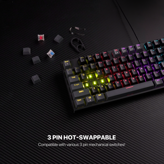 Inject Keyboard Fantech Atom Tkl Mk876v2 Double Injection Keycaps Mechanical Keyboard
