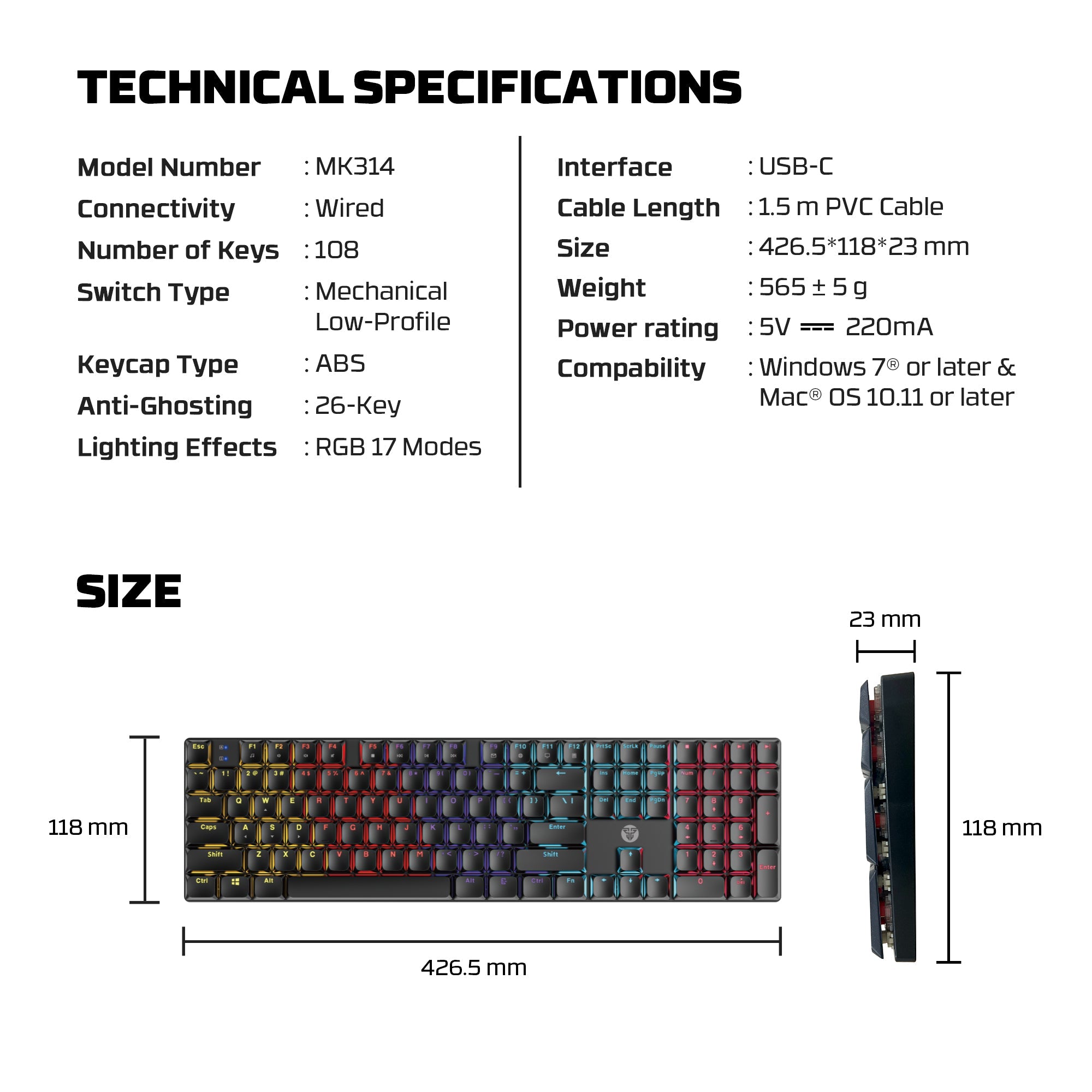 Fantech Atomair108 Mk314 Mechanical Keyboard Low-profile Fantech Atomair108 Mk314 Mechanical Keyboard Low-profile