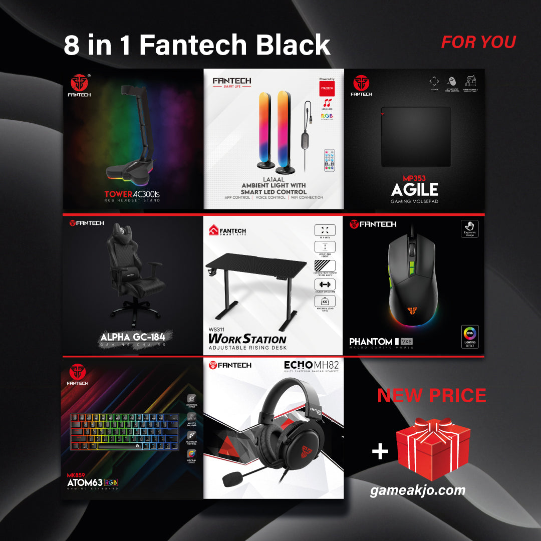 Fantech black 8 in 1 Gameak Gaming set Bundle