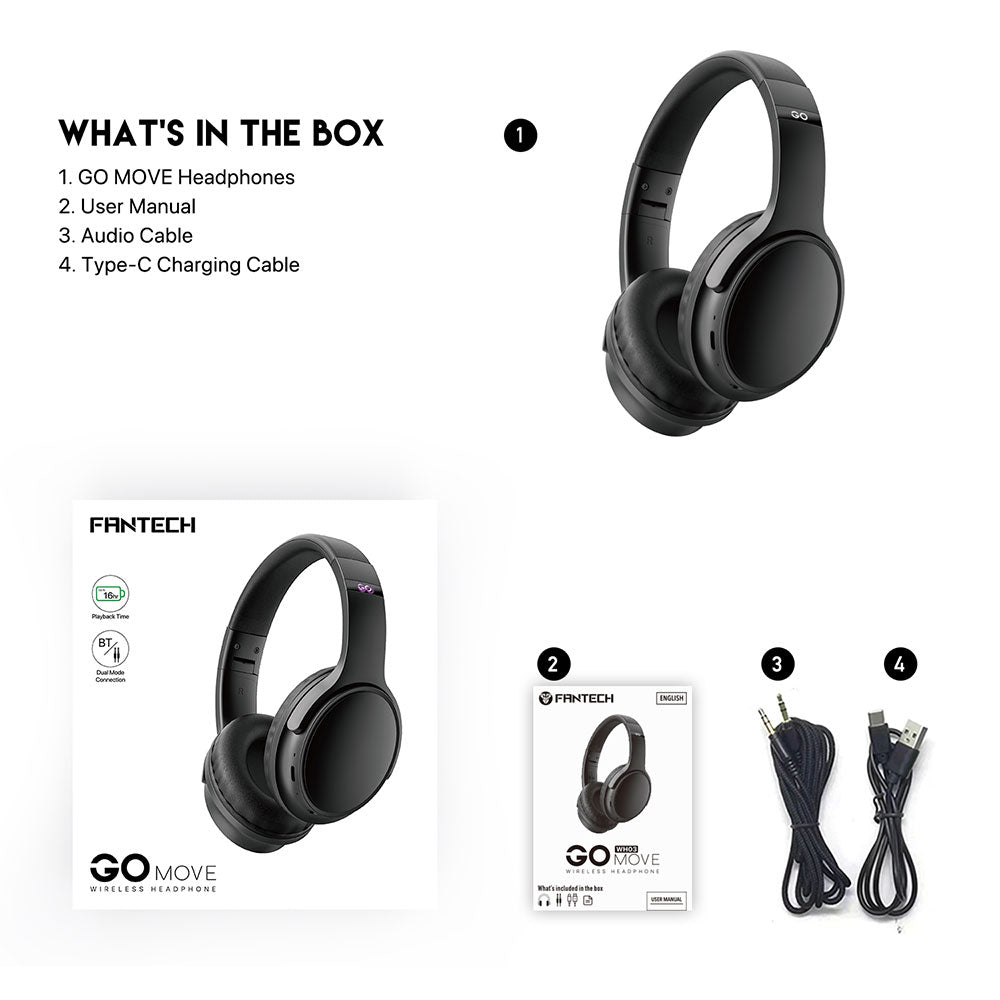 Fantech GO MOVE WIRELESS HEADPHONE WH03 BT2 Audio
