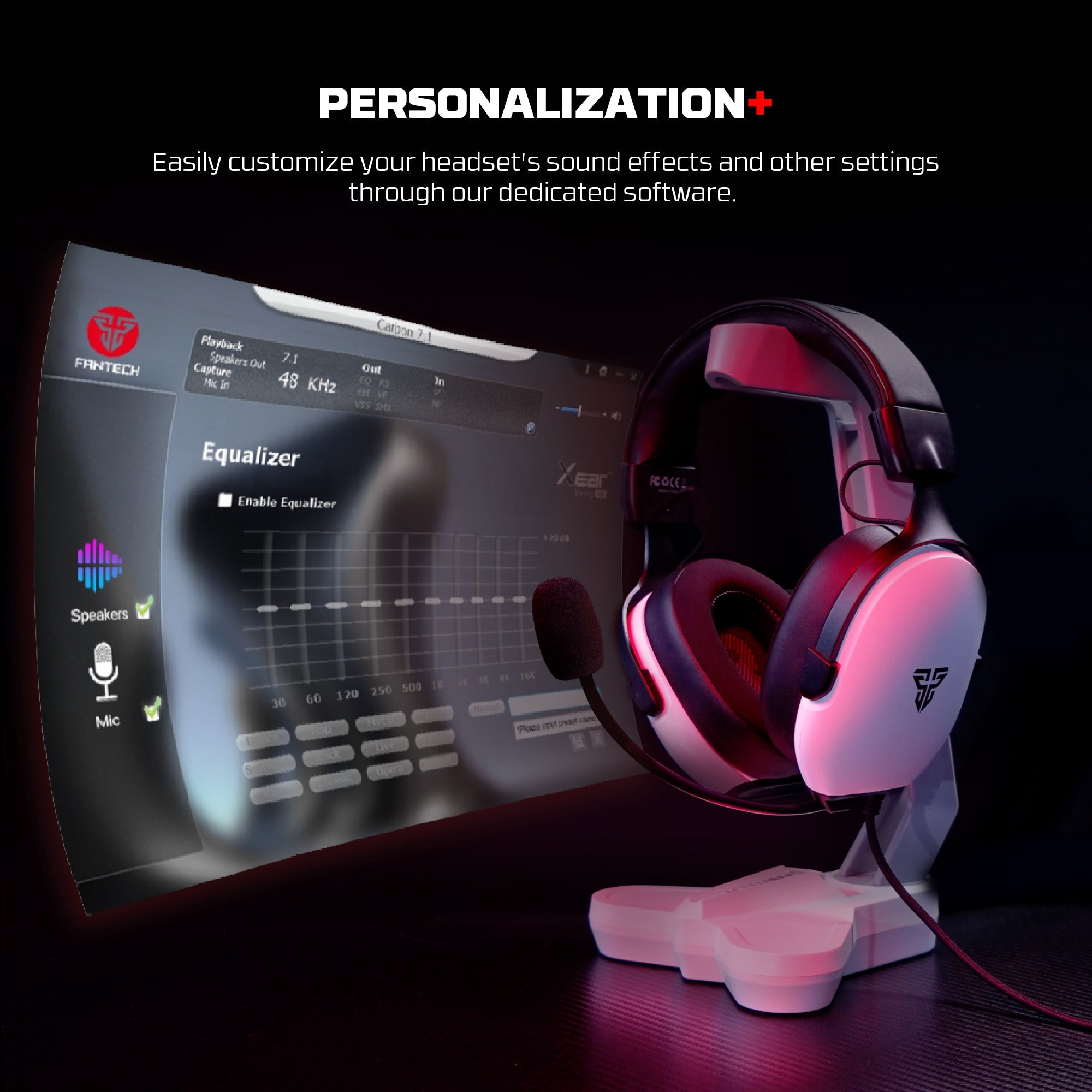 FANTECH HG30 CARBON 7.1 Surround Sound Gaming Headset White Headset 7.1