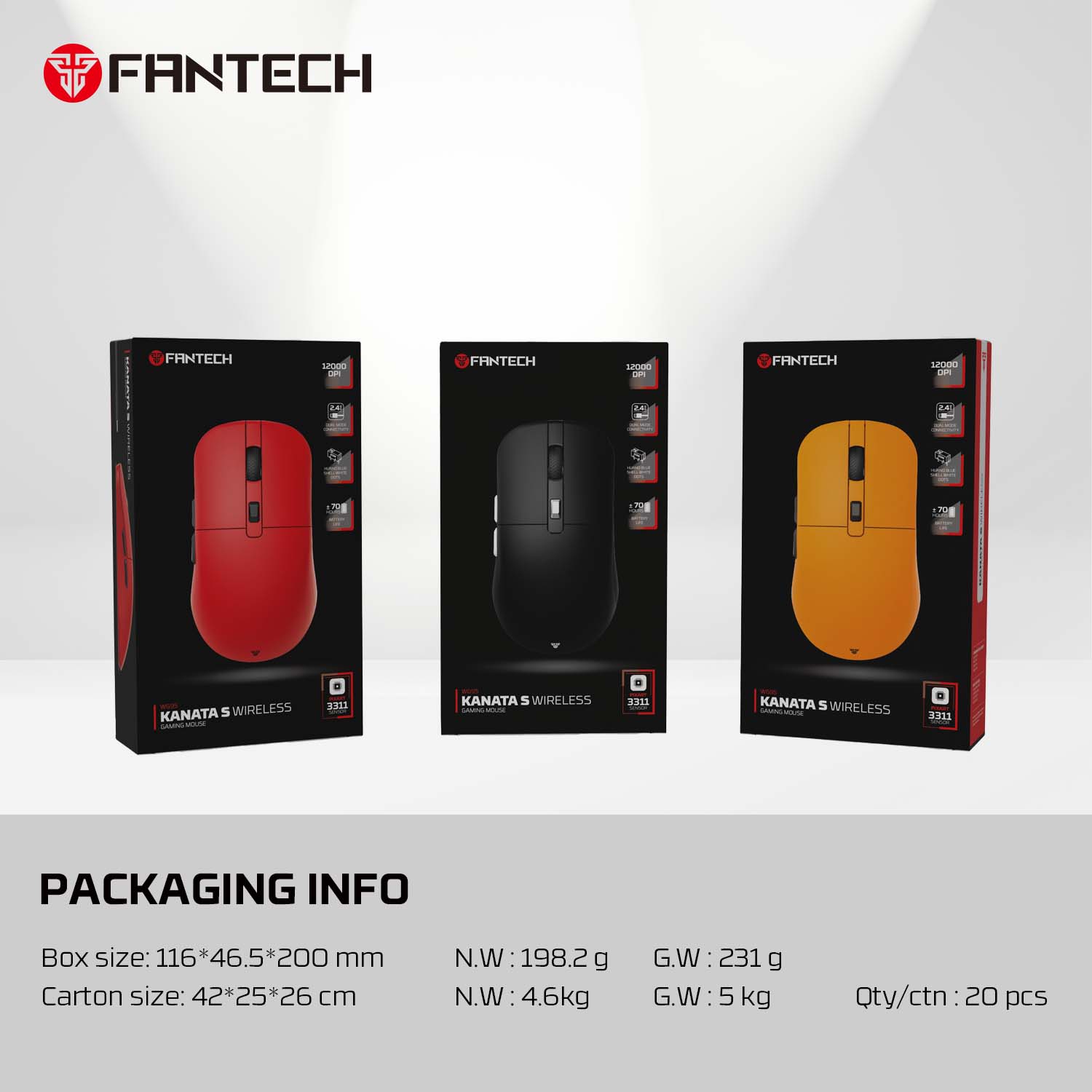 FANTECH KANATA S WG9S WIRELESS GAMING MOUSE RED New Arrivals