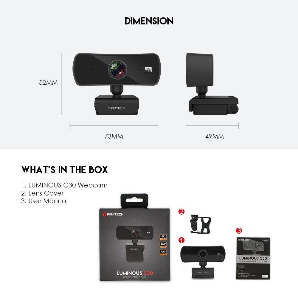 FANTECH LUMINOUS C30 2K WEBCAM Streaming