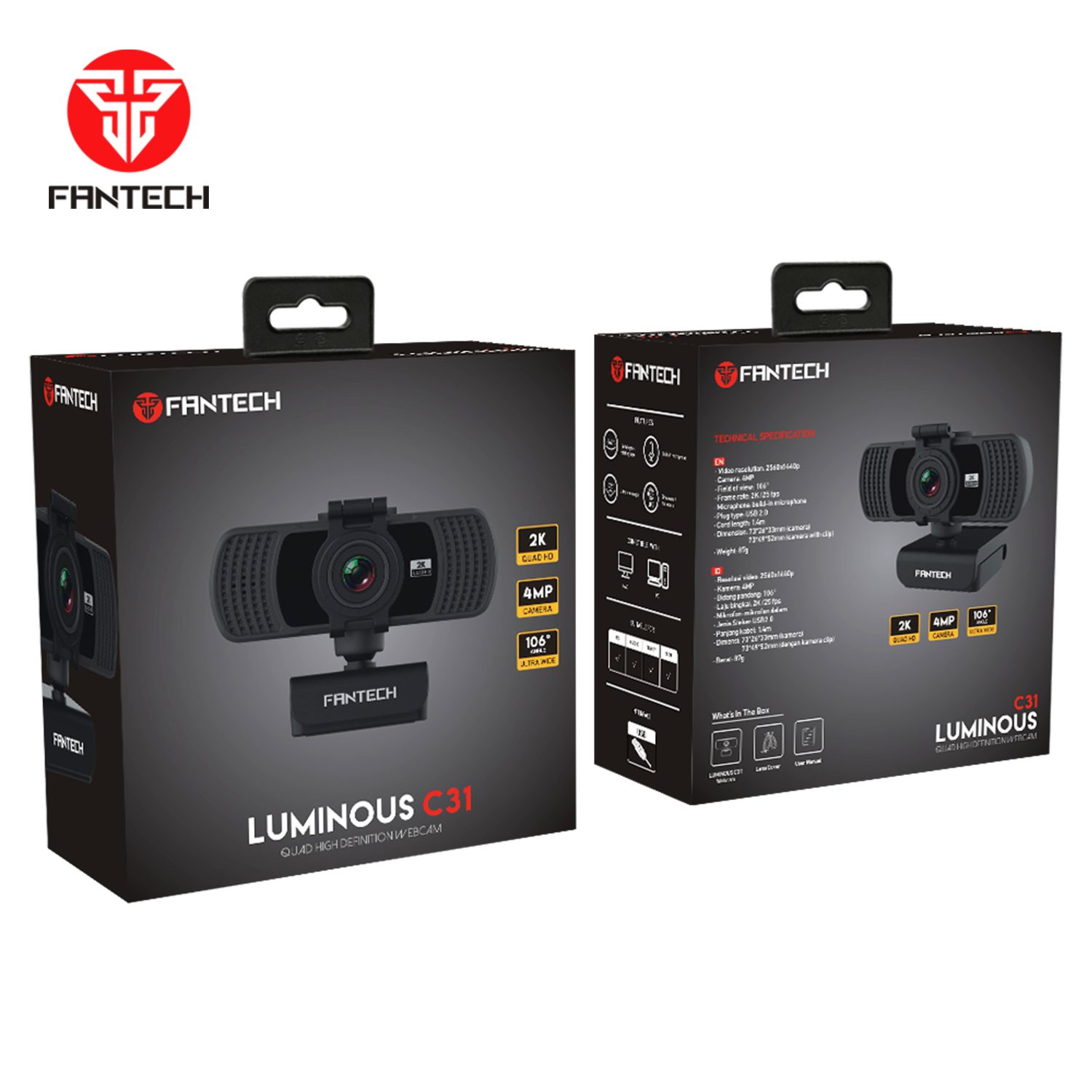 Fantech LUMINOUS C31 QHD 2K Webcam 29 JOD