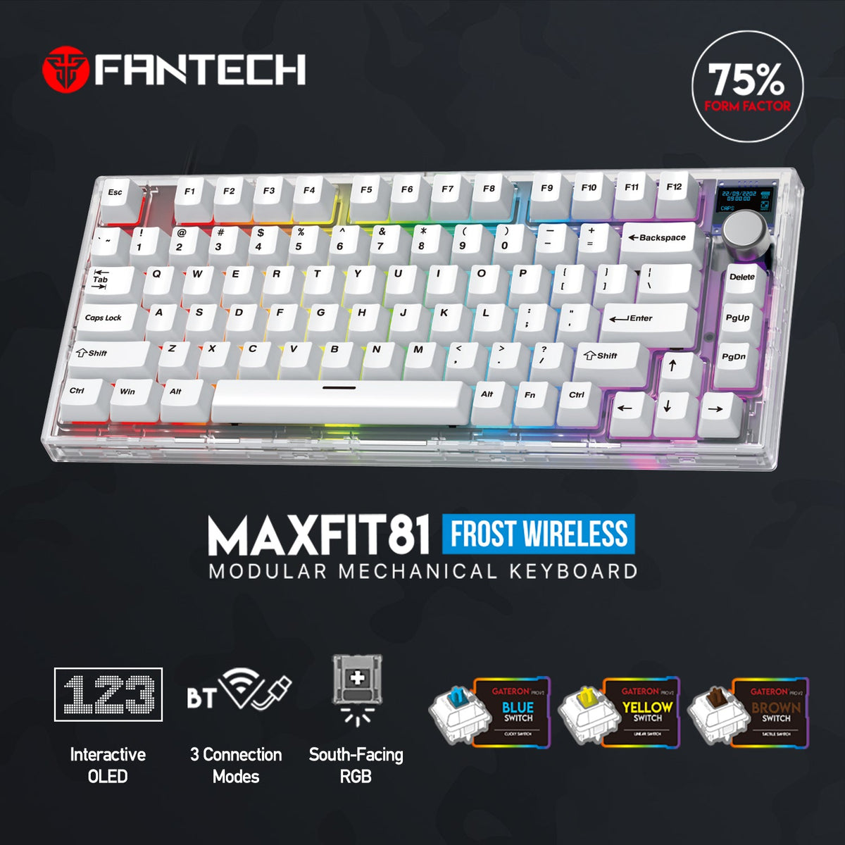 Fantech Maxfit81 Mk910 Pbt Frost Wireless Modular Mechanical Gaming Ke