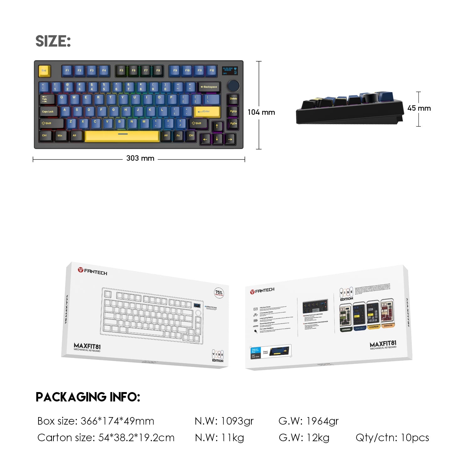 Fantech Maxfit81 MK910 VIBE Grand Cobalt Edition Mechanical Keyboard Keyboard