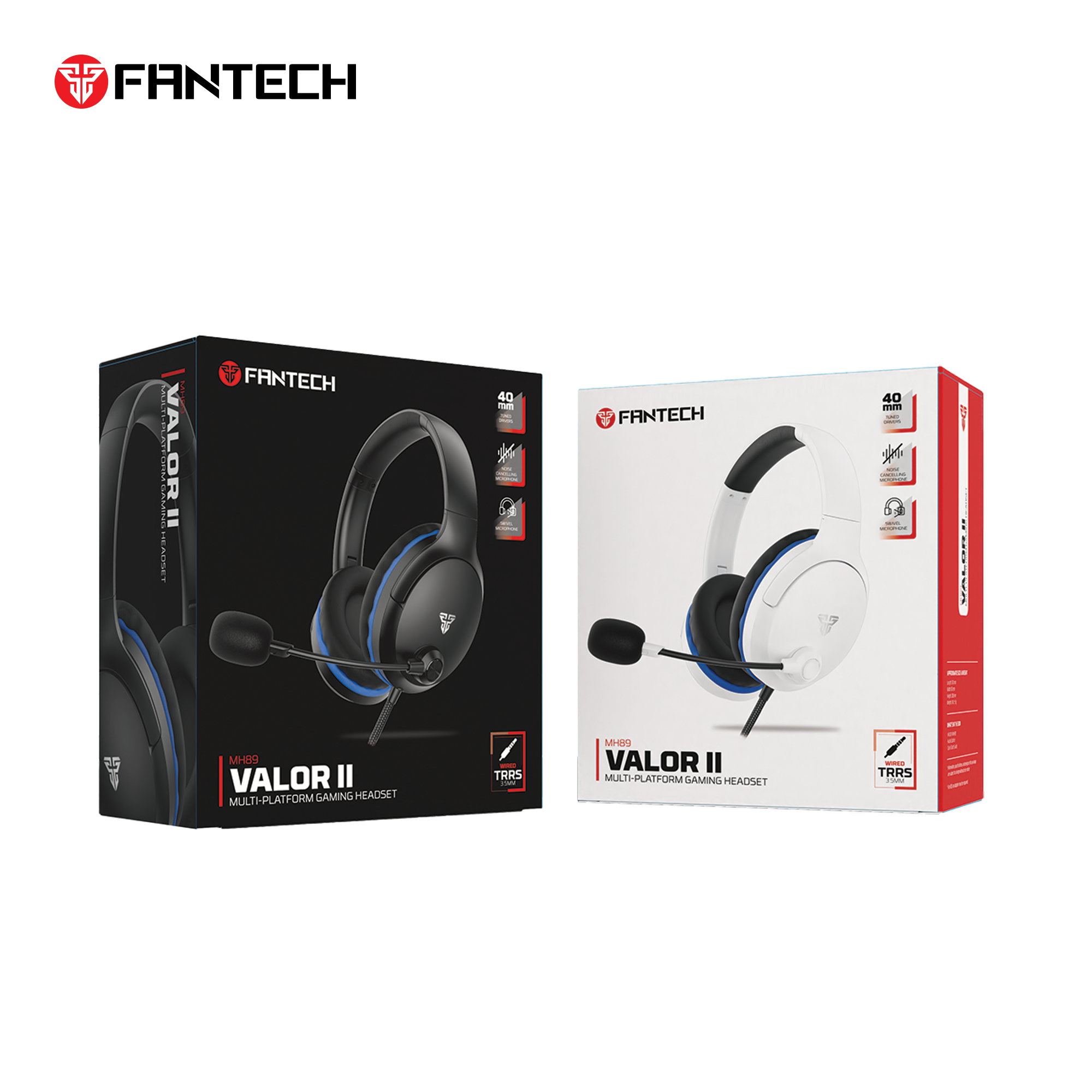 FANTECH MH89 VALOR II Multi Platform Gaming Headset White Headset 3.5