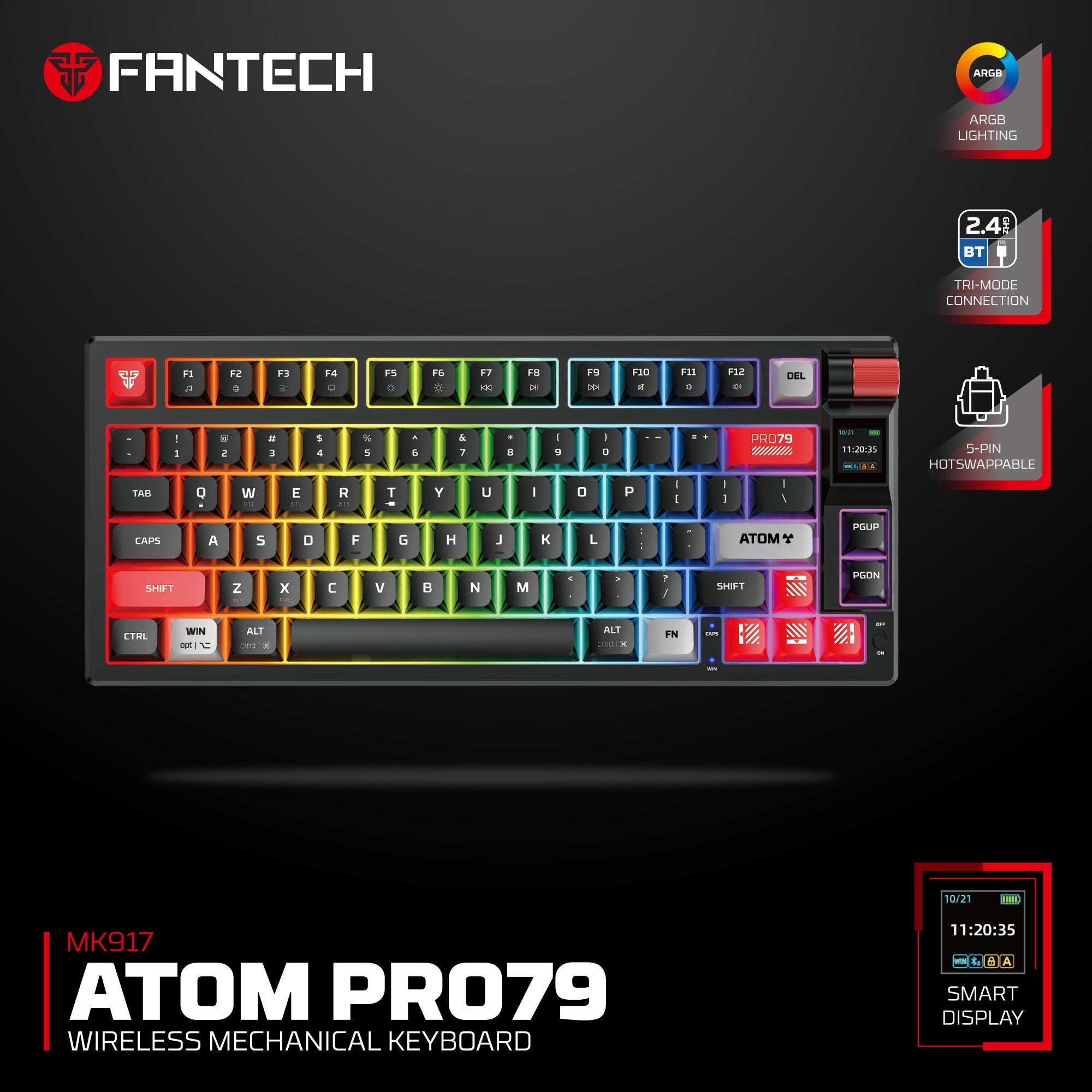 FANTECH MK917 ATOM PRO79 WIRELESS MECHANICAL GAMING KEYBOARD BLACK Keyboard