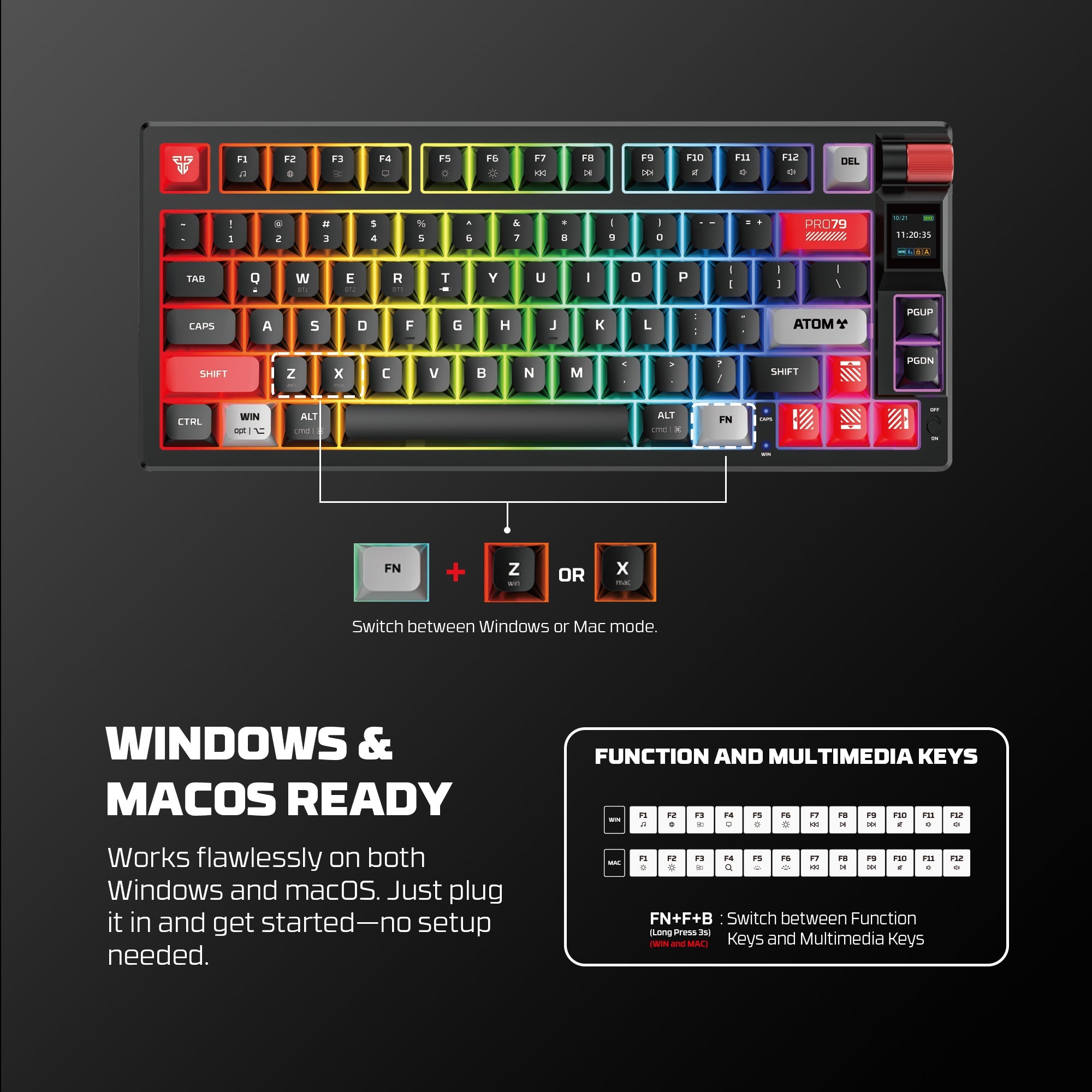 FANTECH MK917 ATOM PRO79 WIRELESS MECHANICAL GAMING KEYBOARD BLACK Keyboard