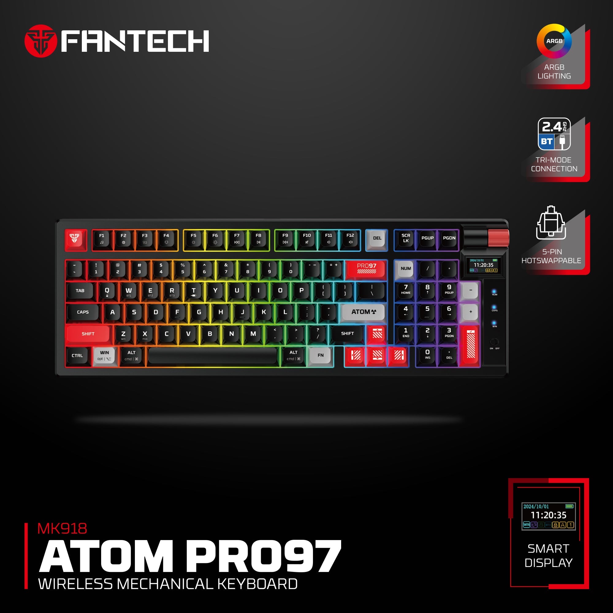 FANTECH MK918 ATOM PRO97 WIRELESS MECHANICAL GAMING KEYBOARD BLACK Keyboard