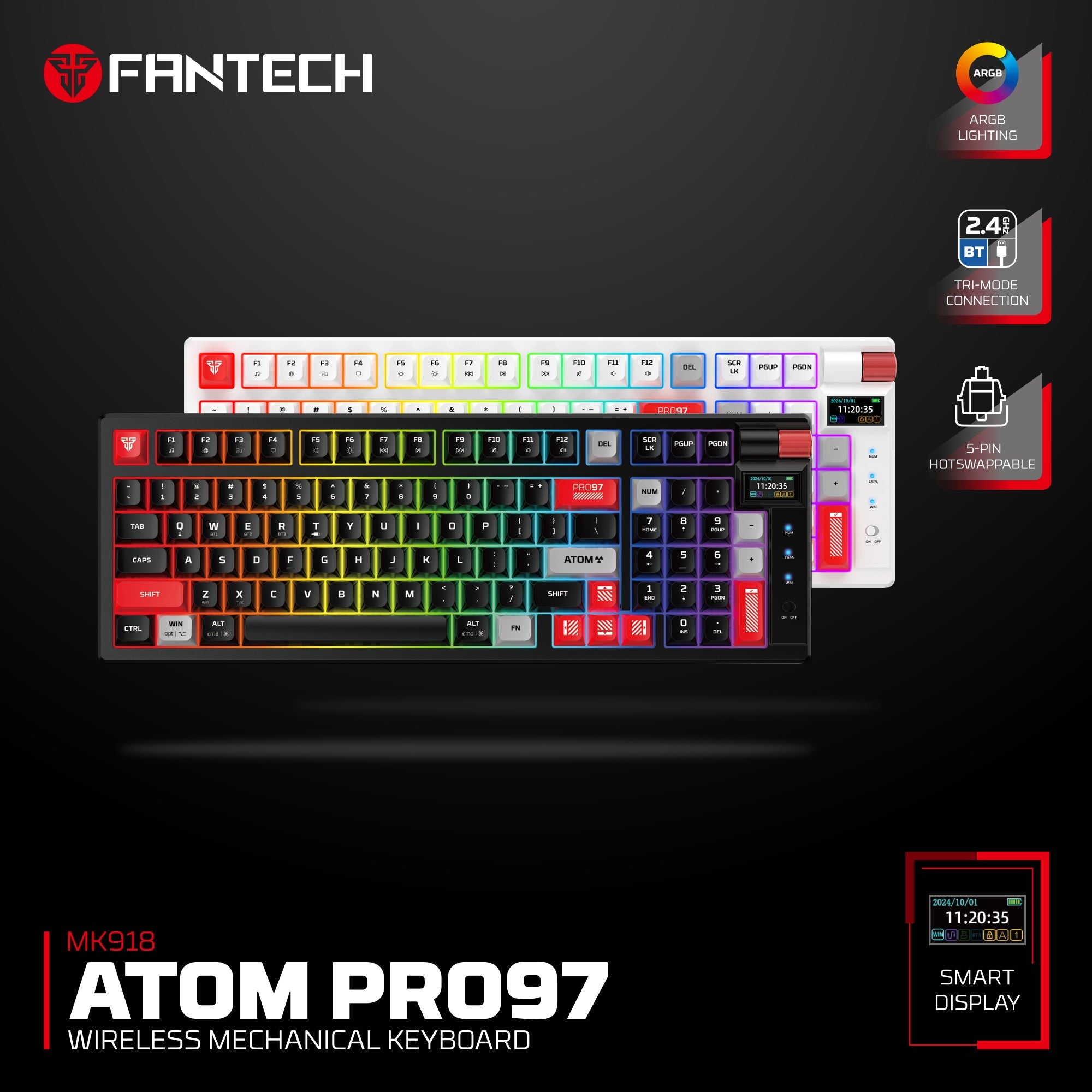 FANTECH MK918 ATOM PRO97 WIRELESS MECHANICAL GAMING KEYBOARD BLACK Keyboard