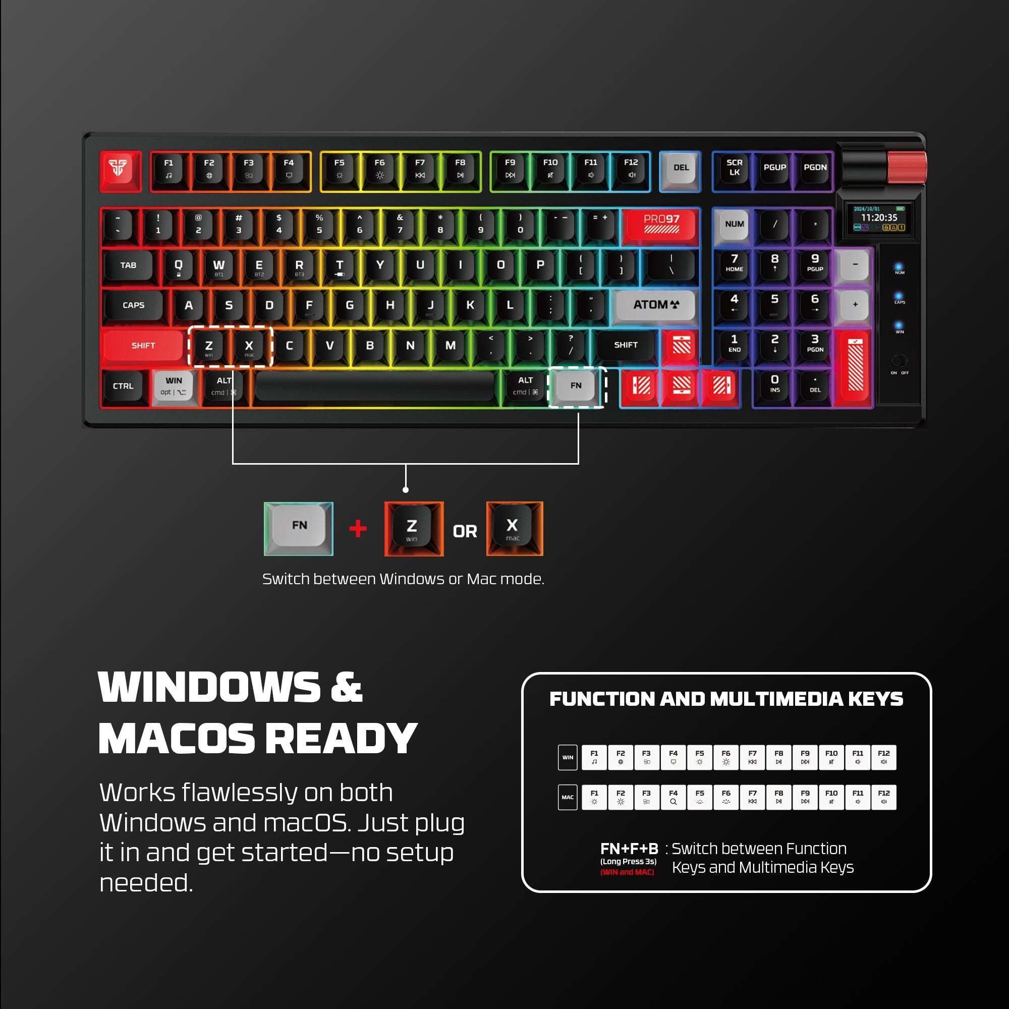 FANTECH MK918 ATOM PRO97 WIRELESS MECHANICAL GAMING KEYBOARD WHITE Keyboard