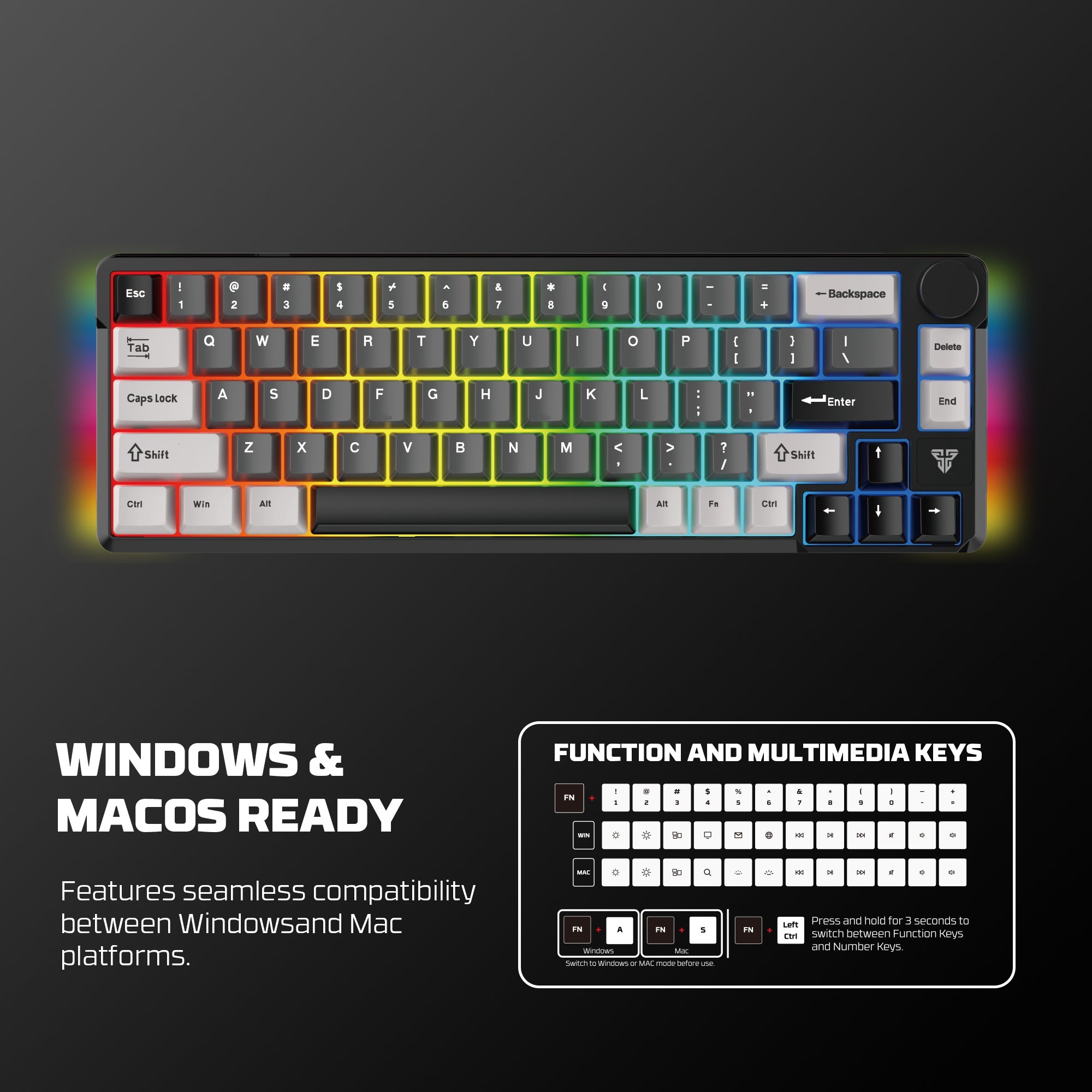 Fantech MK919 ATOM PRO66 Mechanical Keyboard Grey Keyboard