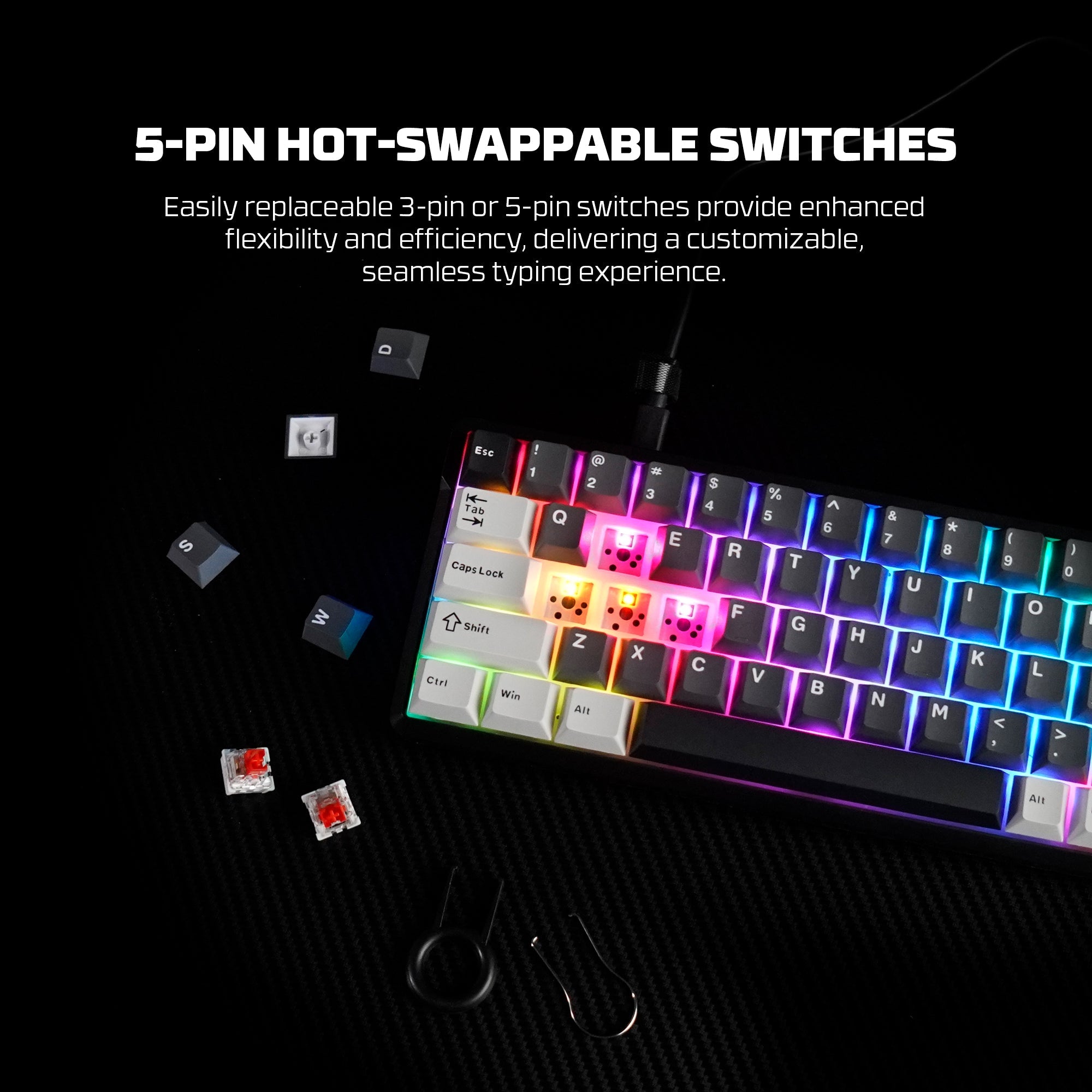 Fantech MK919 ATOM PRO66 Mechanical Keyboard Grey Keyboard