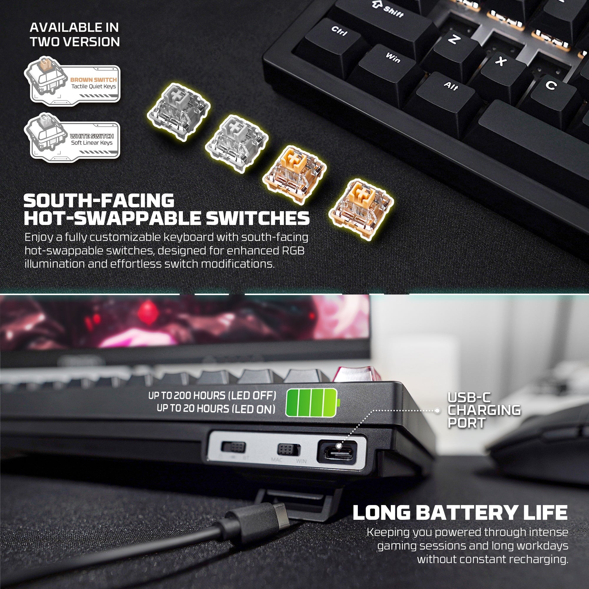 FANTECH MK920 MAXFIT6 Wireless Mechanical Gaming Keyboard White Keyboard