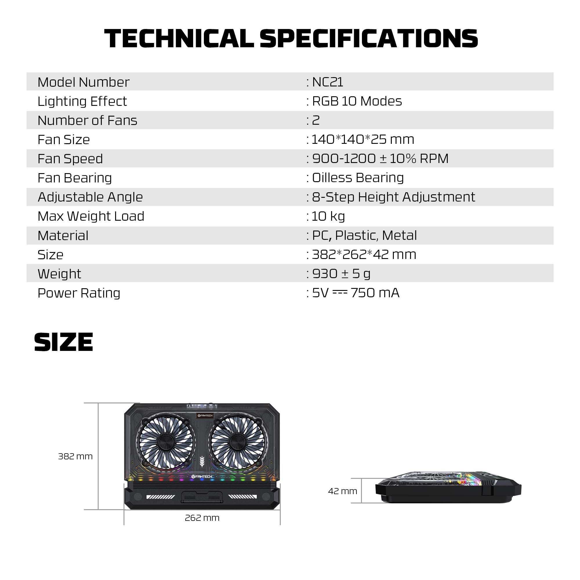 FANTECH NC21 NOTEBOOK COOLER LAPTOP COOLING PAD Cooling Stands