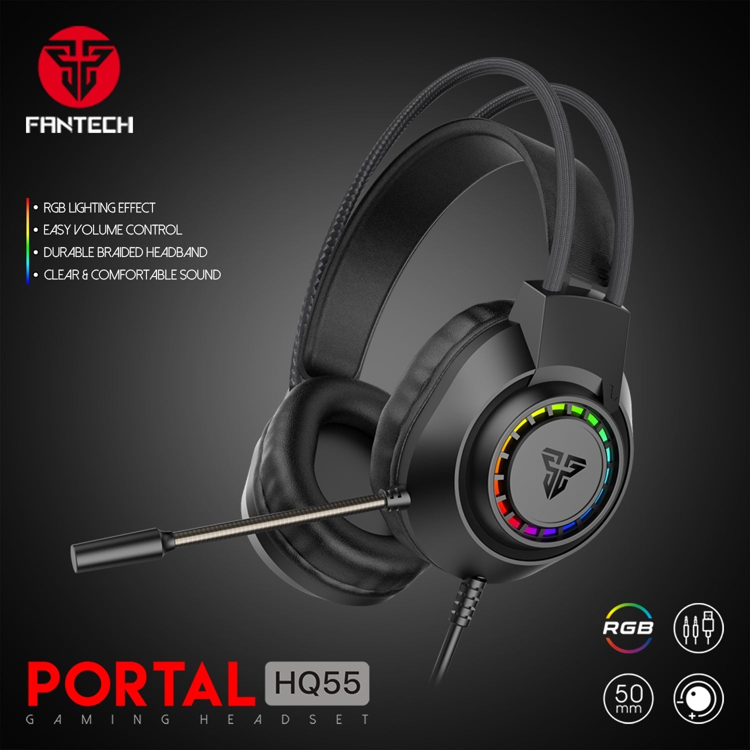 Fantech PORTAL HQ55 3.5mm Jack Headset Gaming RGB Fantech 15 JOD