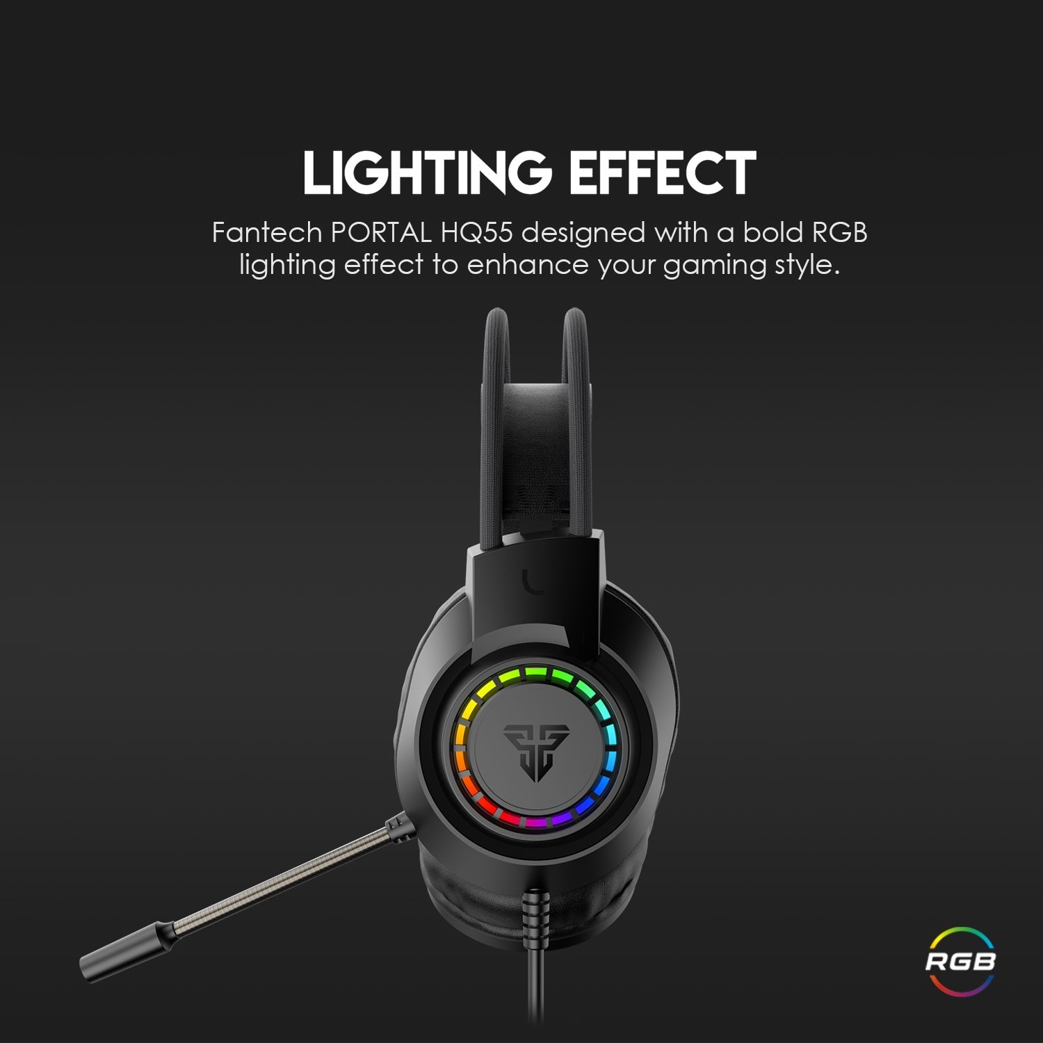 Fantech PORTAL HQ55 3.5mm Jack Headset Gaming RGB Audio 15 JOD