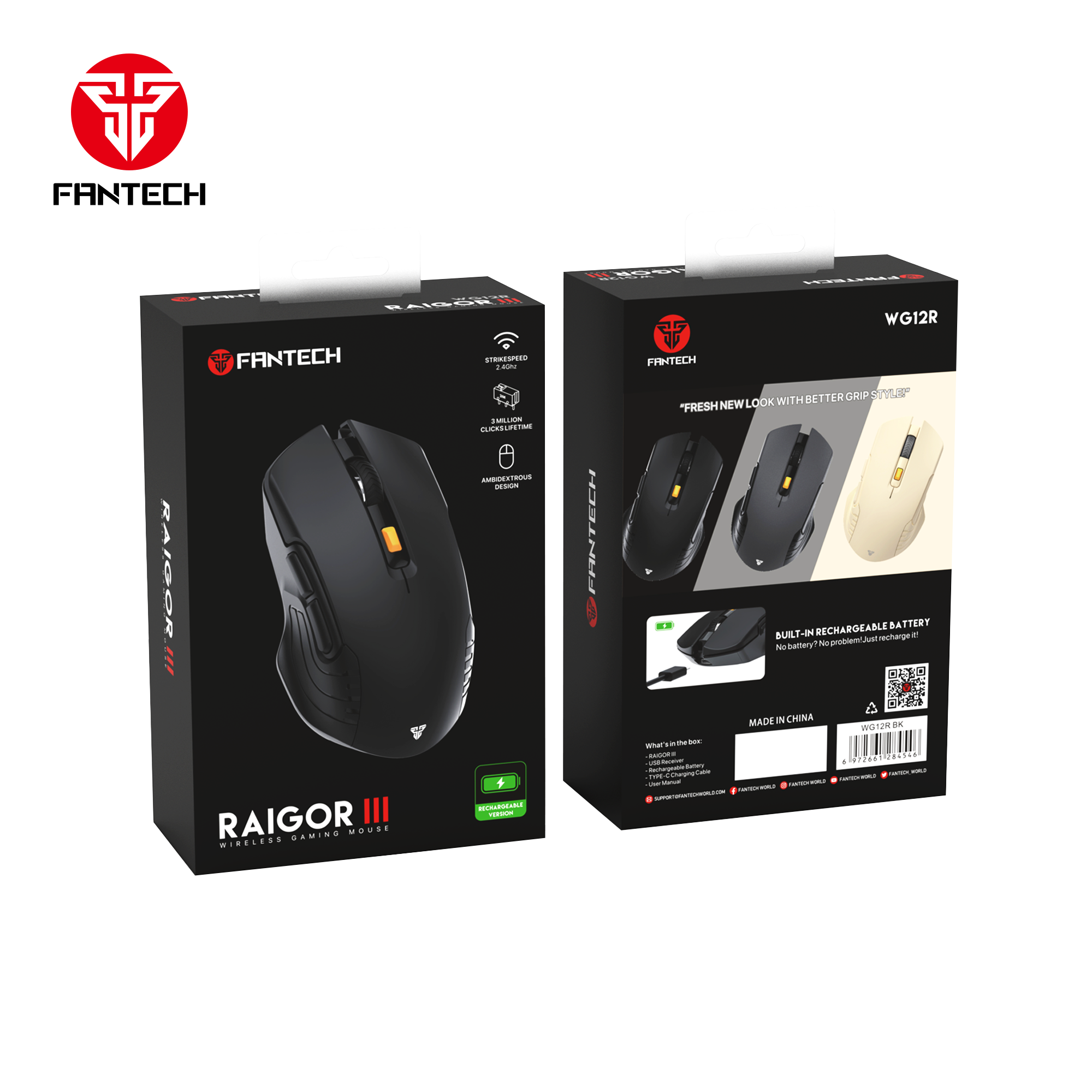 Fantech RAIGOR Gen III WG12R Rechargeable Mouse Wireless Gaming Mouse 15 JOD