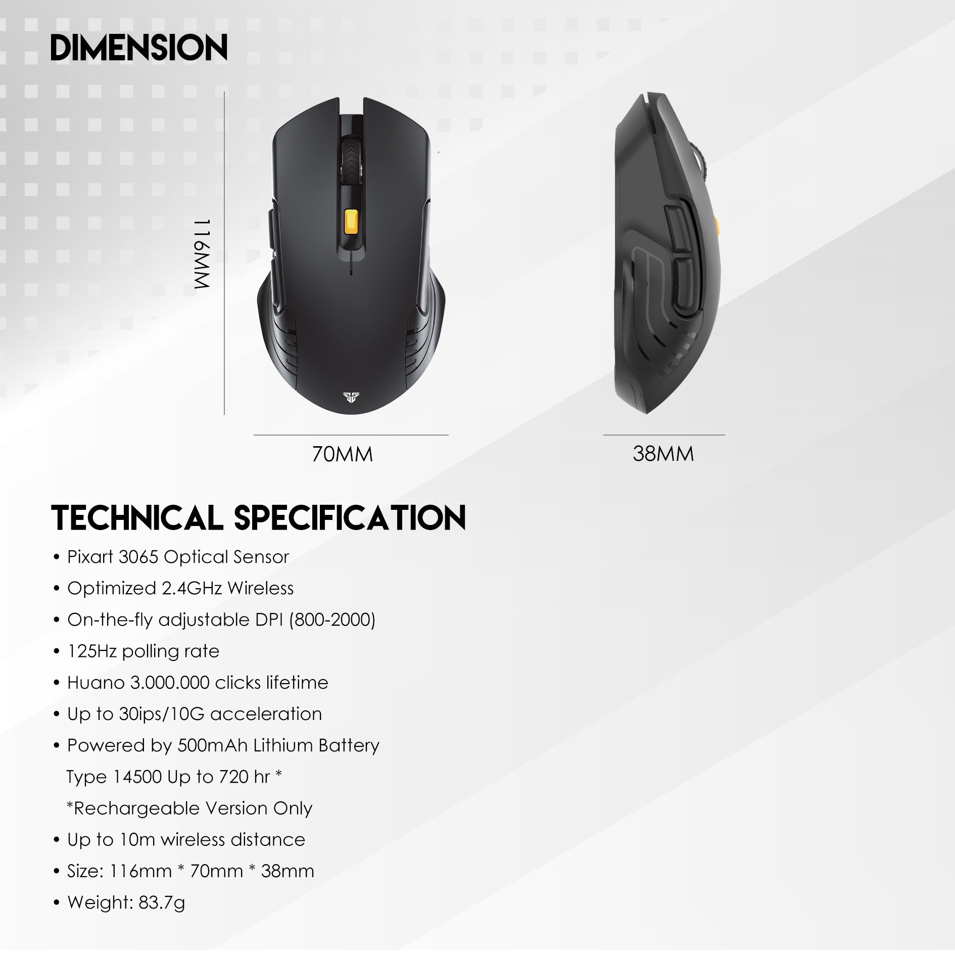 Fantech RAIGOR Gen III WG12R Rechargeable Mouse Wireless Gaming Mouse 15 JOD