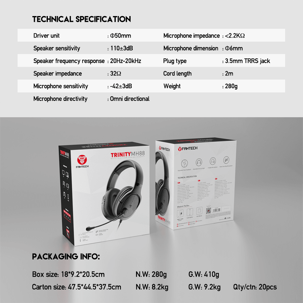 Fantech Trinity MH88 Multi Platform Gaming Headset Audio