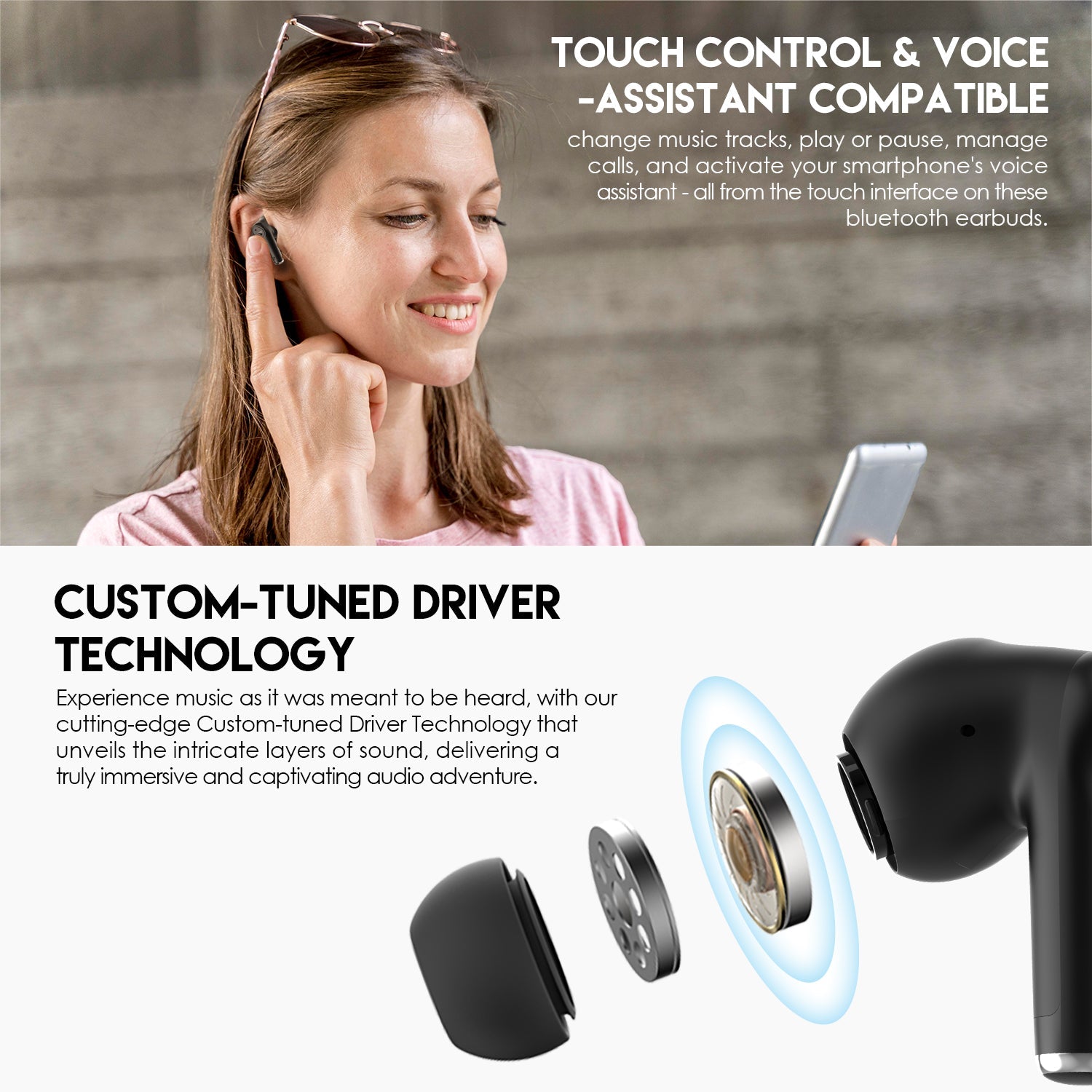 Fantech TWS Bluetooth Wireless GROOVE BUDS + TX2 Built - in Microphone Audio 40