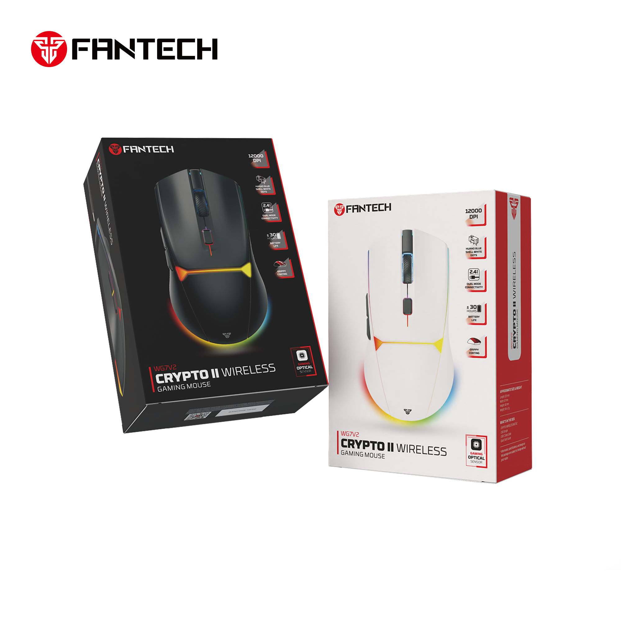 FANTECH WG7V2 CRYPTO II Wireless Gaming Mouse White Mouse